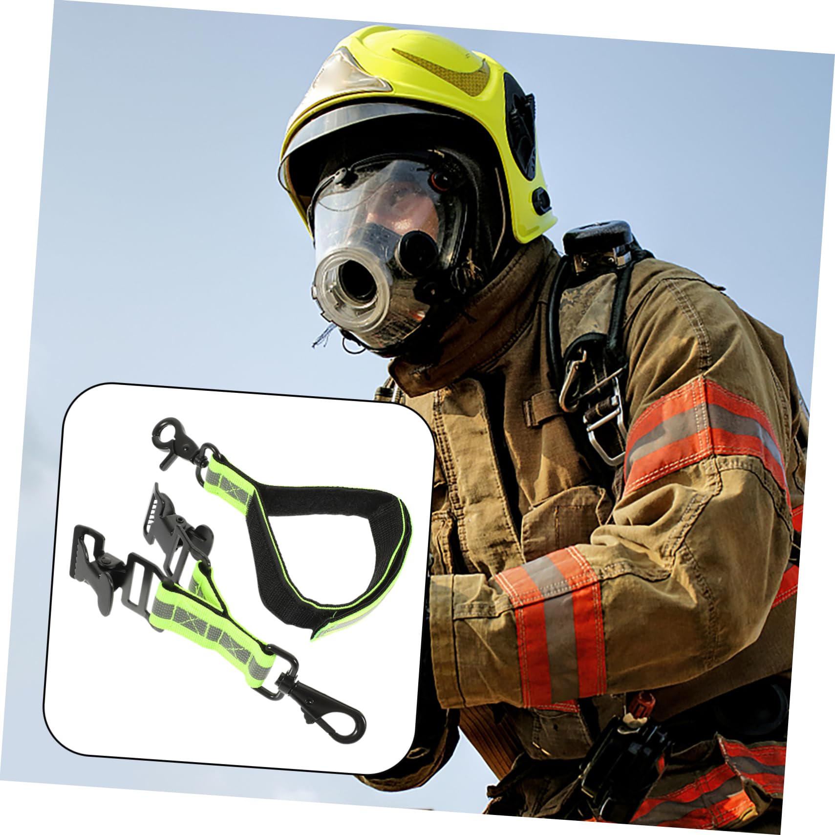 Lot de 2 Pinces à Sangle de Pompier Robustes avec Design Réfléchissant en Polyester et Fer, Attaches Pratiques pour Ceinture, pour Pompiers et Techniciens