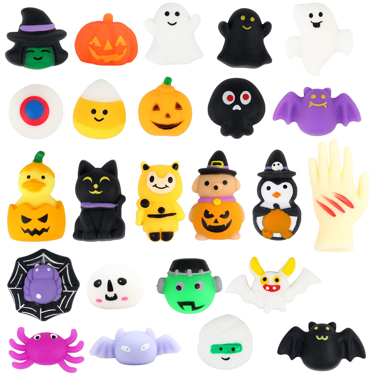 VEYLIN Halloween Squishy Toys,24 Pieces Halloween Stress Reliever Toys Mochi Squishy Toys for Halloween Goody Bags Party Favors Treat Gifts, DM429M1P1