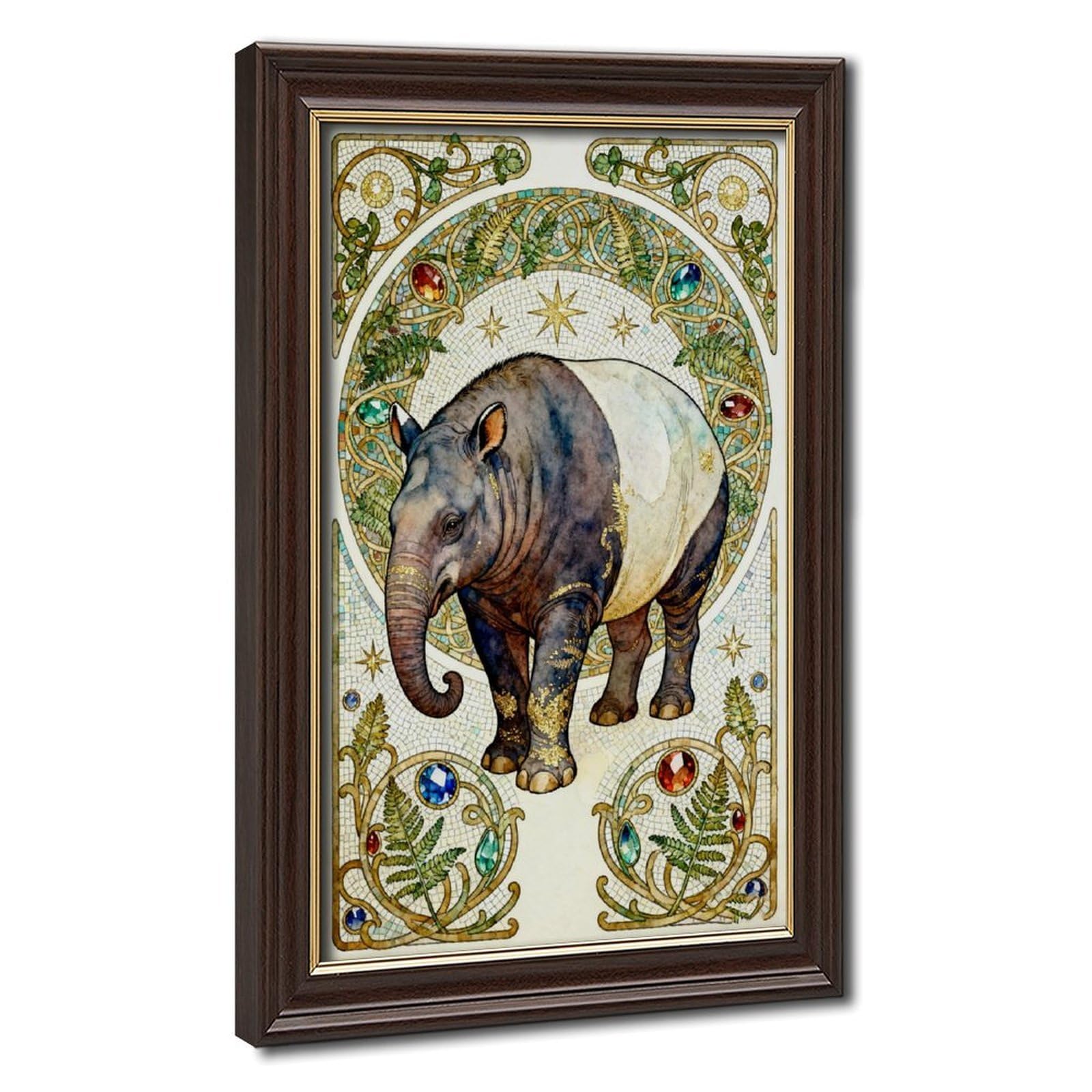 Bareronor Mokume Gane Frame-Style Retro Luxury Elephant Canvas Poster For Living Room Decor Gift