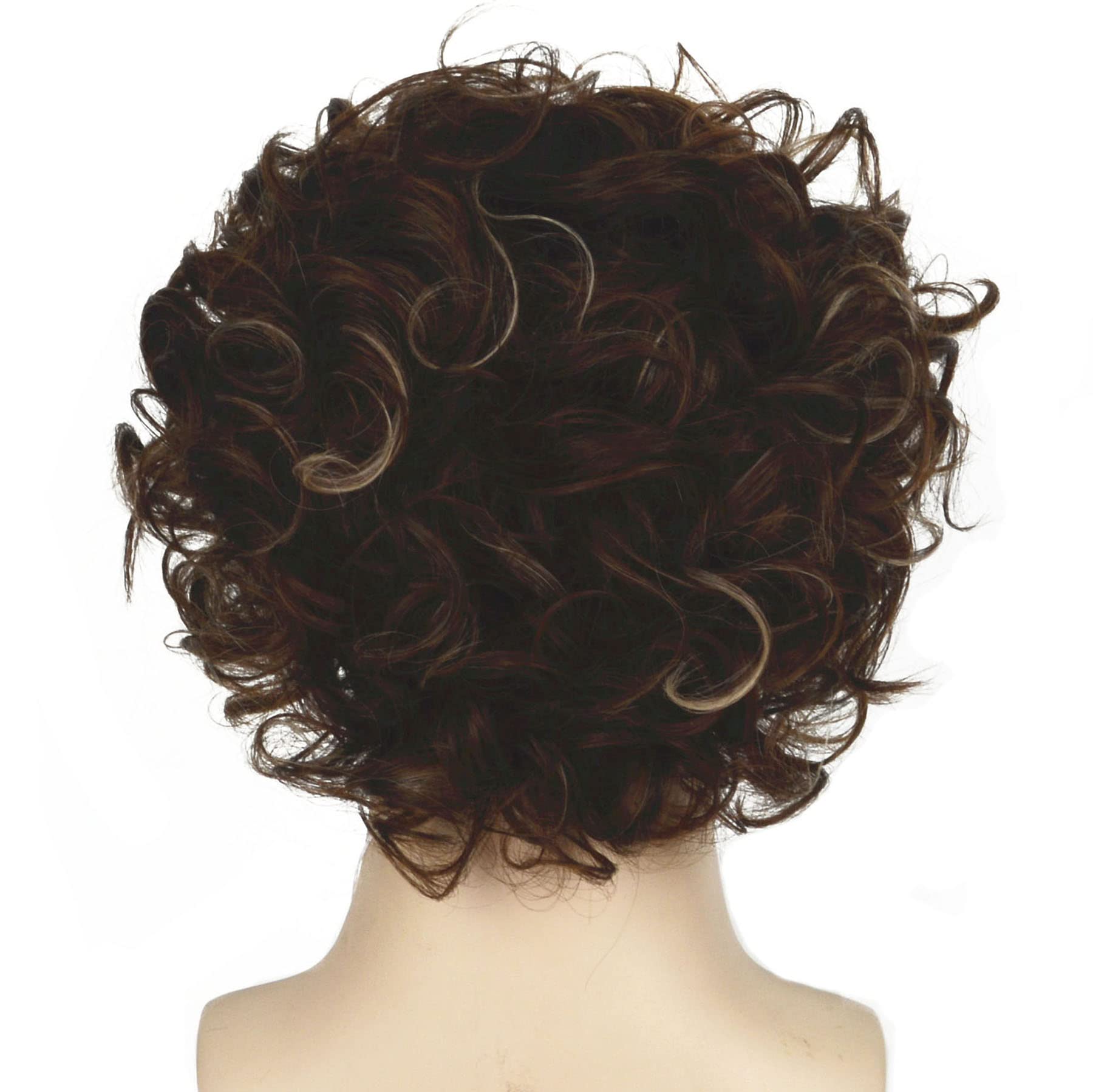 Lydell 10" Men Wig Medium Long Curly Wavy Natural Hair Heat Resistant Synthetic Daily Cosplay Halloween (Brown Auburn Mix with Blonde Highlights) - Image 4