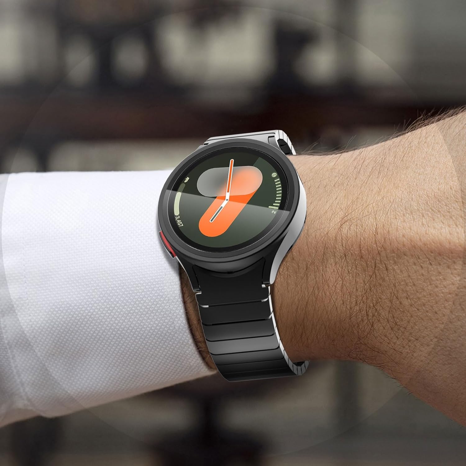 FULLIFE Compatible with Samsung Galaxy Watch 7 6 5 4 Band 40mm 44mm, Stainless Steel Metal with Magnetic Clasp No Gap Band Galaxy Watch 5 Pro/Classic 6/Classic 4/FE for Men 47mm 46mm 45mm, Black - Image 9