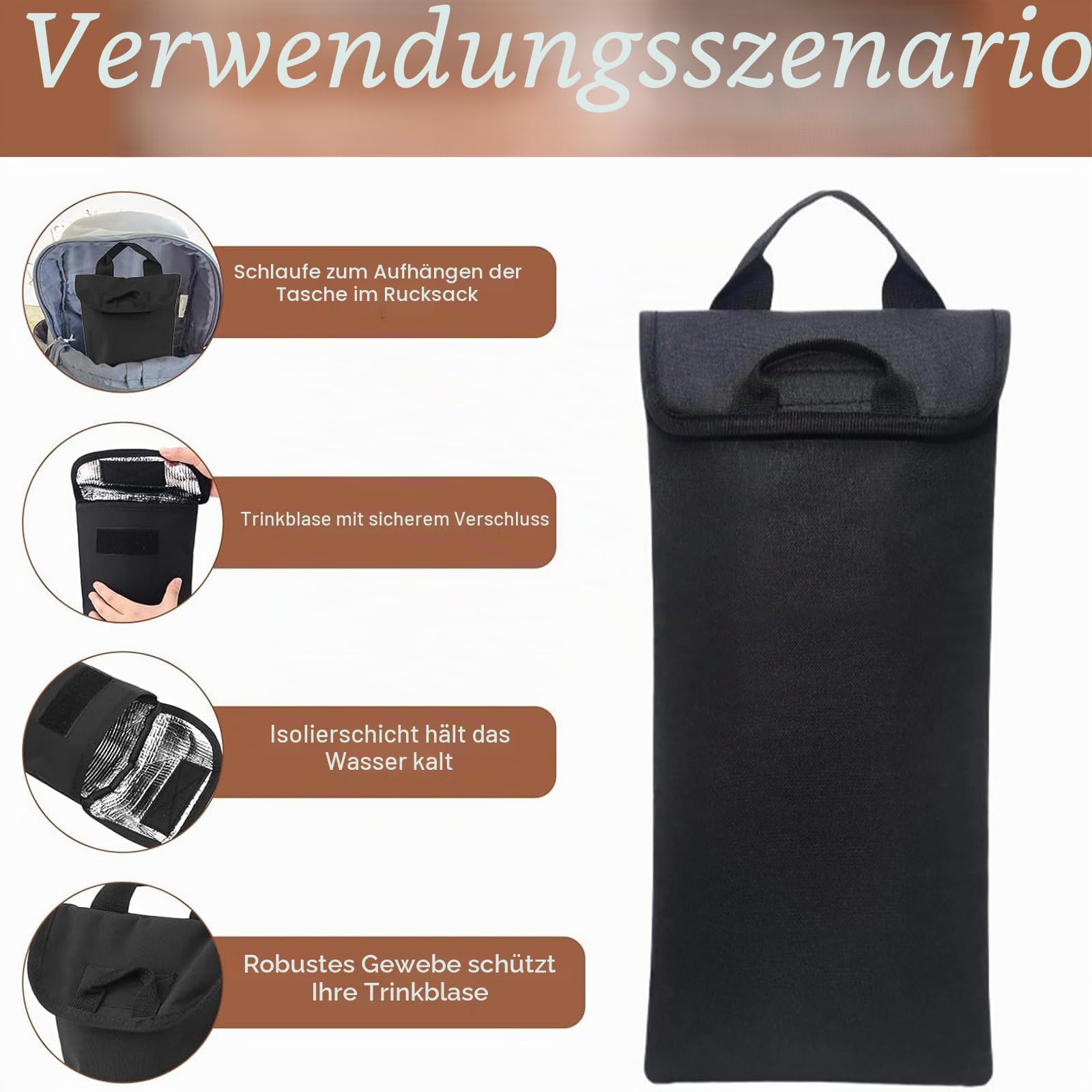 Isolierte Hydratisierte Blasenhülle, Sport-Wasserblasen-Isoliertasche, Isolierbeutel Für Wasserblase, Geeignet für 3L Wassersäcke, Laufen, Wandern, Klettern, Radfahren Im Freien (Ohne Liner)