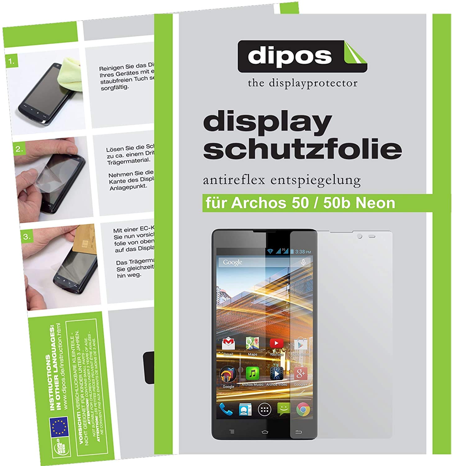 Dipos Pellicola Protettiva Antiriflesso Per Archos 50 / 50b Neon – Confezione Da 2 Pezzi