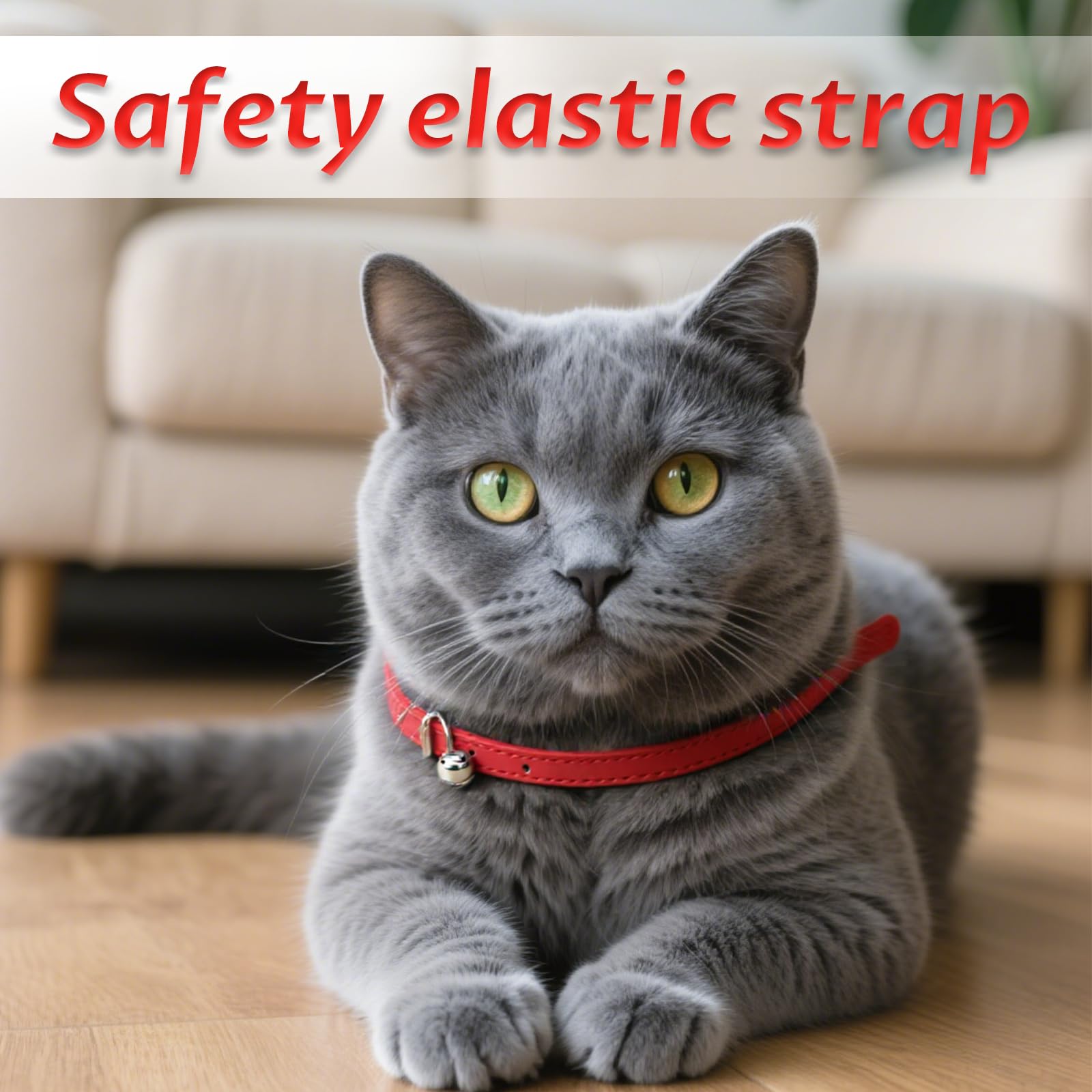 2 Red Leather Cat Collars, Safety Quick Release Buckle, Kitten Collars with Bell, Adjustable Small Pet Collars for Male and Female Cats - Image 4