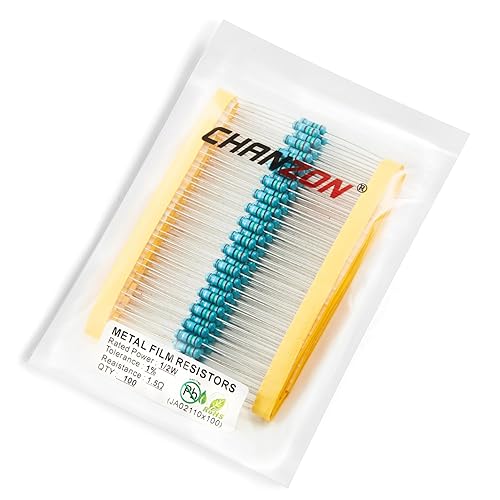Vista 298 de Chanzon 100pcs 1/2W (0.5W) 100 Ohmios Resistencia fija de película metálica Ohmios 0.01 ±1% Tolerancia 100R MF Resistencias de orificio pasante