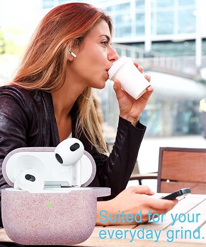 Miniatura 7 de Funda de silicona con purpurina para Airpods 3 de 3 generación, funda flexible de goma suave para AirPod 3 mujeres y niñas, piel con llavero, color