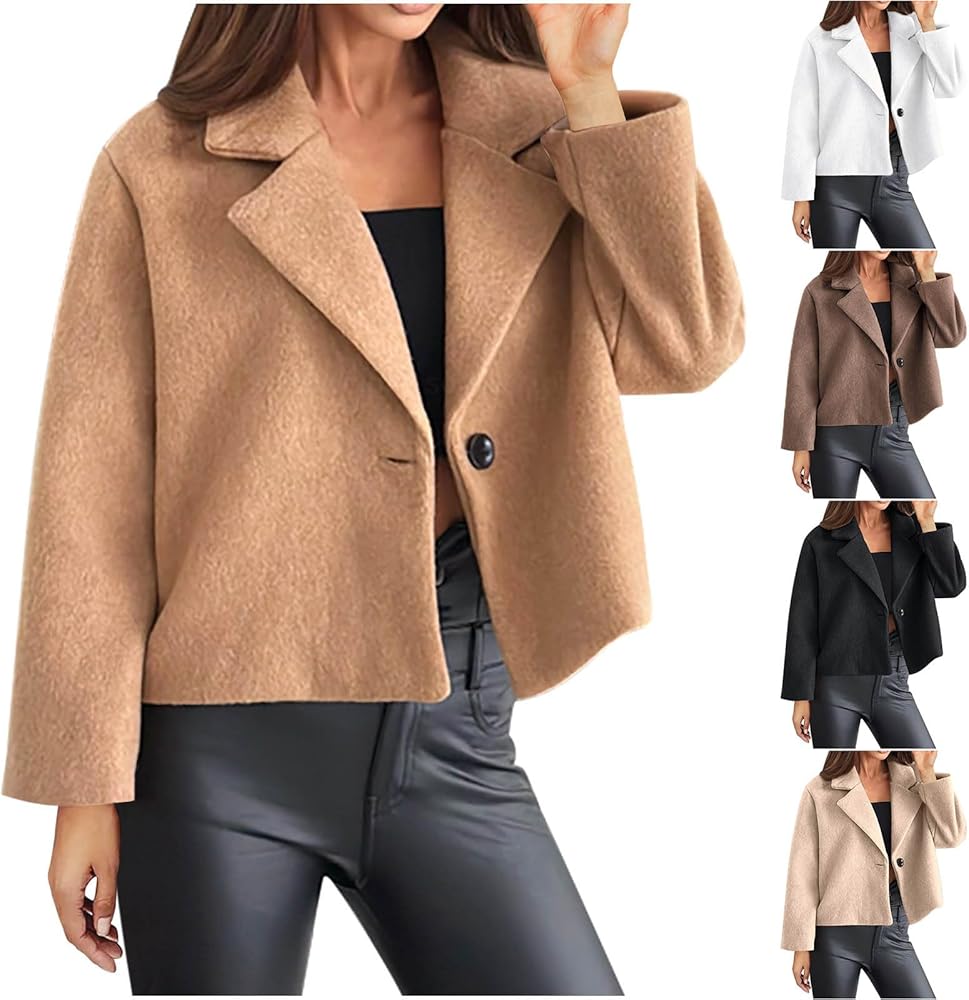 Amazon.com: HGps8w Women's Cropped Trench Coat, Dressy Notched
