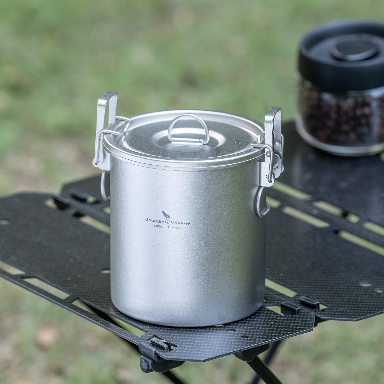 Boundless Voyage Titan Reiskocher Camping Kochtopf Ultraleicht Camping Kochgeschirr Set für Küche, Wandern, Picknick, Reisen Ti-2093 (Ti-2093-Silber)
