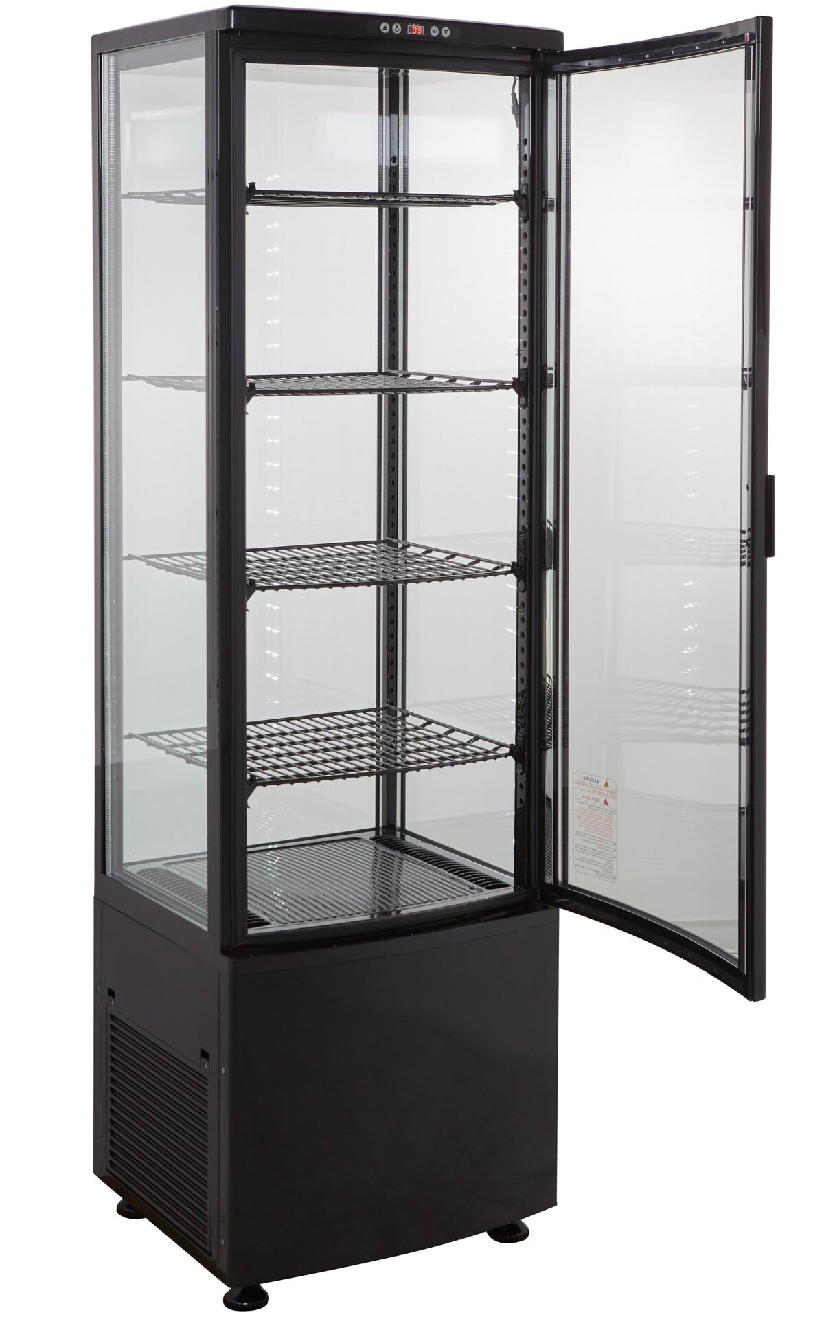 GastroHero Vetrina refrigerante da 235 litri, vetrina a buffet +2 °C e +6 °C con LED, vetrina refrigerante Gastro nero, bancone refrigerante con porta in vetro e convezione, chiudibile a chiave