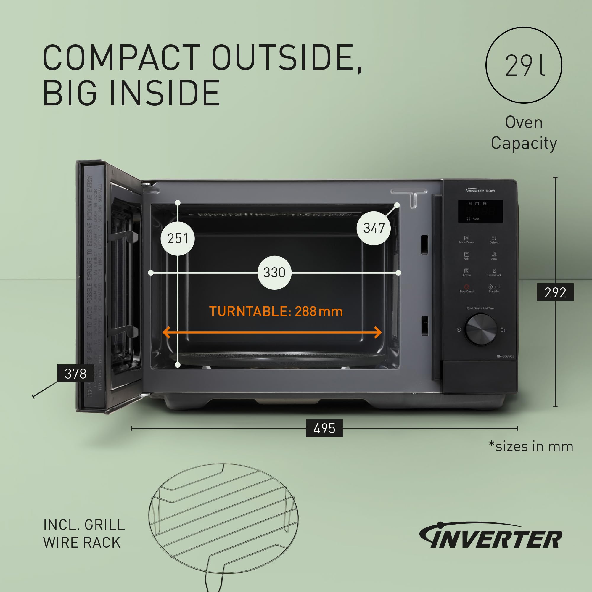Panasonic NN-GD35QBEPG Mikrowelle Schwarz 1300 W (NN-GD35QBEPG)