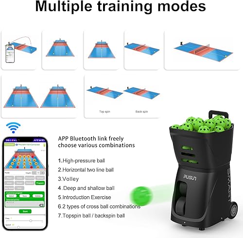 Miniatura 2 de Máquina de pickleball inteligente PP para deportes al aire libre - Control inteligente de aplicaciones, capacidad de más de 80 bolas, frecuencia de