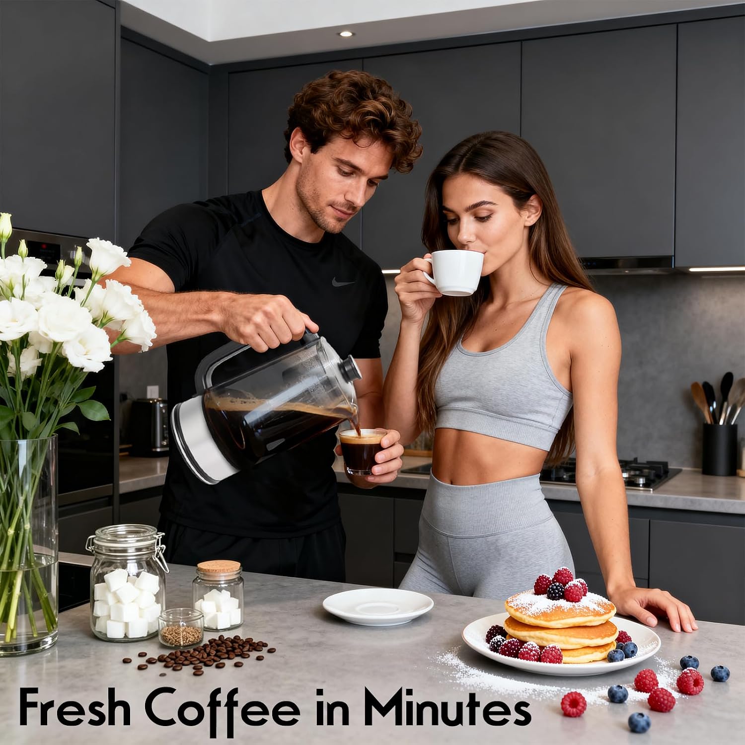 PULZO Percolator Coffee Pot Electric, Electric Coffee Percolator with Auto Keep Warm, Stainless Steel Basket, Borosilicate Glass, Separate heating base
