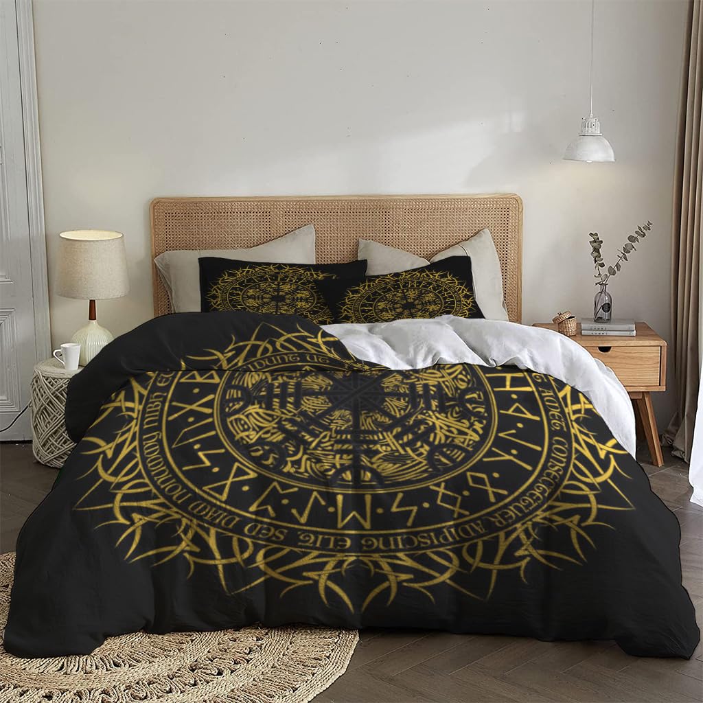 NIBAINLO 布団カバー古い黄色の円記号 肌に優しい ピーチスキン加工 掛け布団カバー 和式 洋式 あったか 布団カバーセット リバーシブル ホームステイ ホテル 家庭兼用