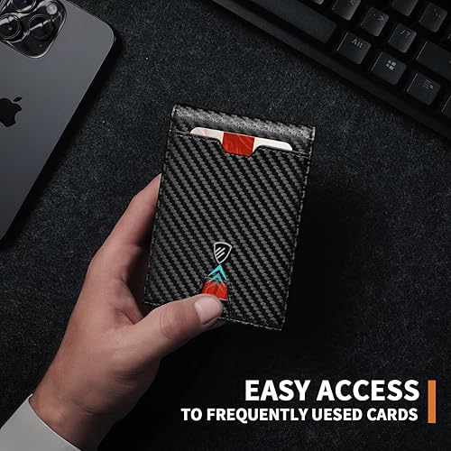 Miniatura 3 de RUNBOX Cartera delgada para hombre con clip para dinero, bloqueo RFID, soporte para tarjetas de crédito plegable para hombres con caja de regalo,