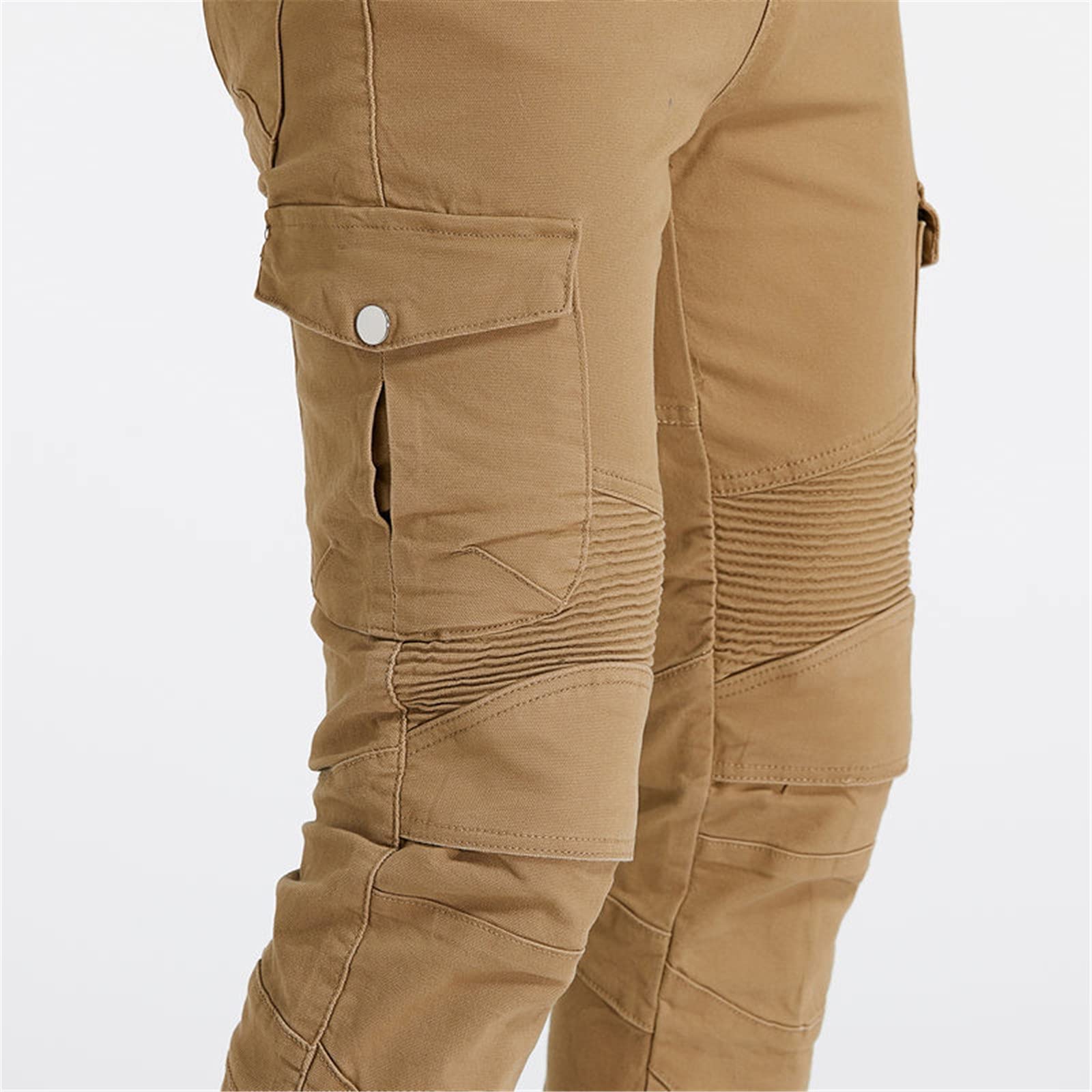 Pantaloni da Moto da Uomo,Moto Biker Jeans Pantaloni Protezione Armature Motorcycle Pants da Ciclismo,Impermeabili Cargo Pantaloni da Corsa (Cachi,2XL)