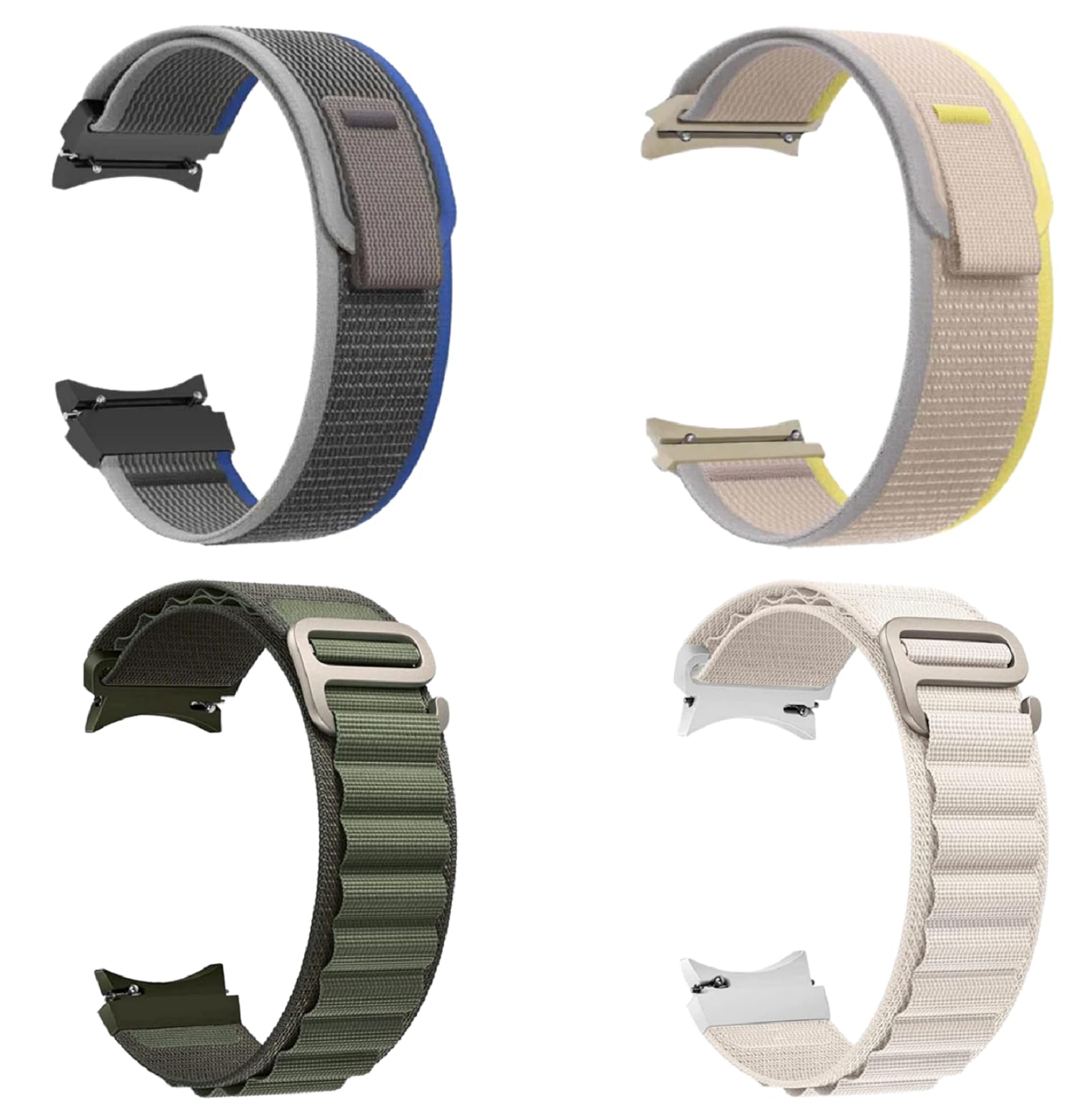FOLX FAB77 Watch Straps/Bands Compatible With Samsung Galaxy Watch 5 Pro/Galaxy Watch 6/5/4 40mm 44mm/ Galaxy Watch 4 Classic 46mm [ COMBO OF 4 ] (BLUE/YELLOE/GREEN/STARLIGHT)-image-44