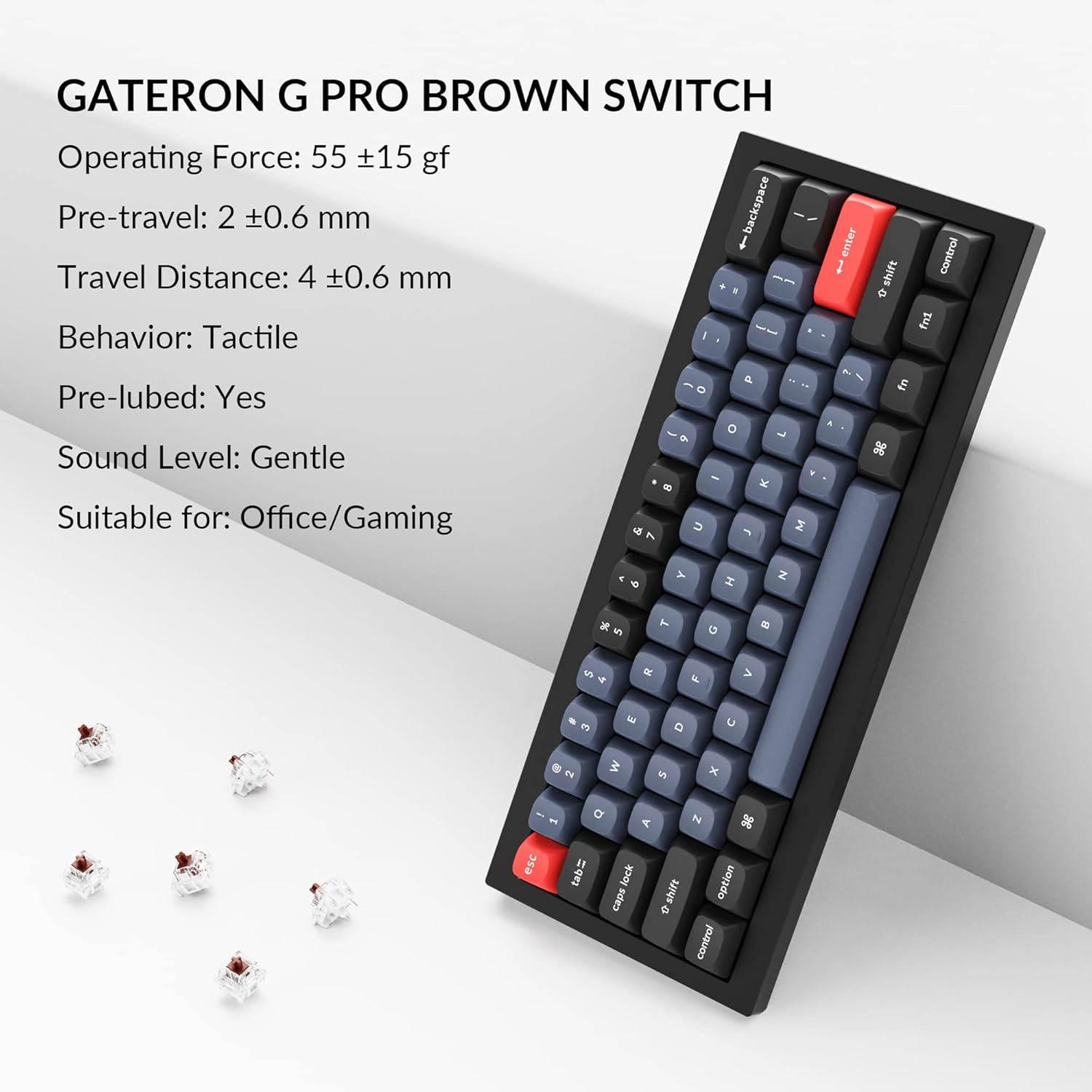 Keychron Q4 Wired Custom Mechanical Keyboard, 60% Layout QMK/VIA Programmable Macro with Hot-swappable Gateron G Pro Brown Switch Double Gasket Compatible with Mac Windows Linux (Black)