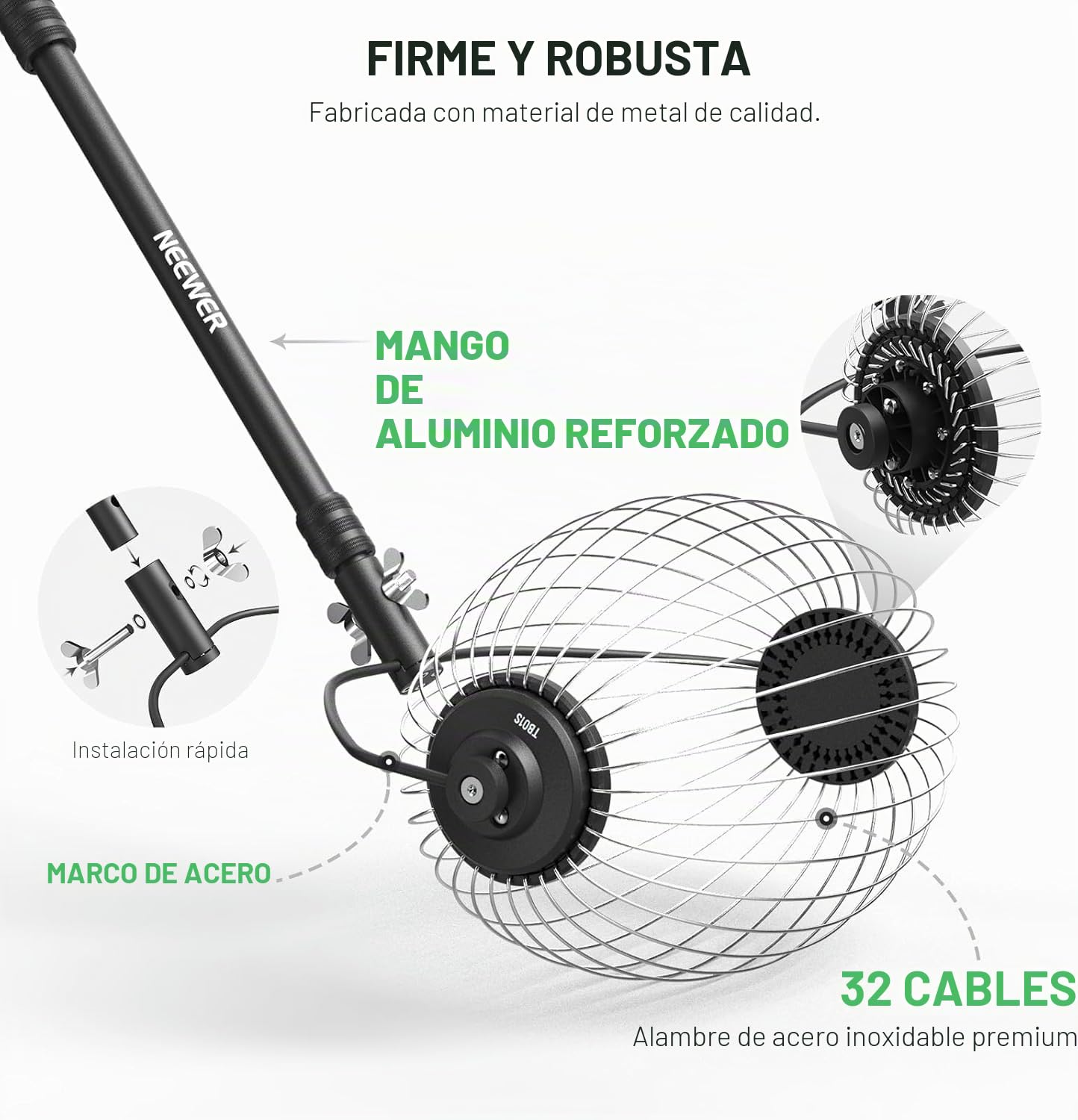 NEEWER Recolector Pelotas Tenis, R30-58/77-148cm 30-58"/77-148cm Telescopic Rolling Ball Retriever Picker Upper Hopper Roller Basket Holder para 40 Pelotas Tenis, Accesorios & Entrenamiento, TB01S