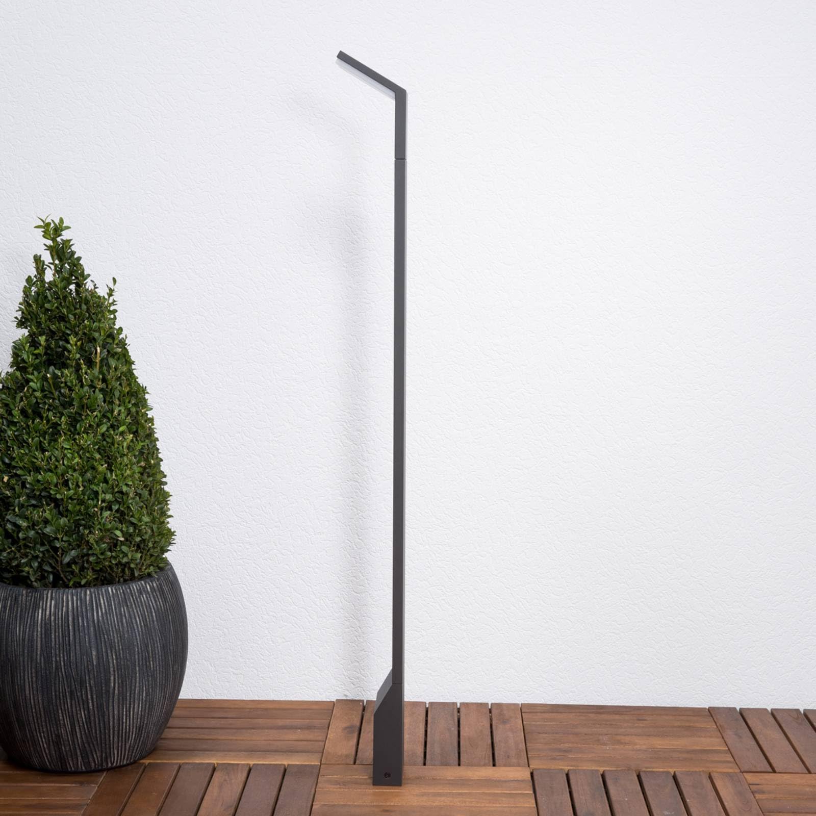 Lucande Paletto Luminoso LED Segnapassi in alluminio, Grigio Antracite Lampioncino da esterno moderno di design Faretto illuminazione aiuole sentieri ingresso e cancello giardino 100 cm IP54