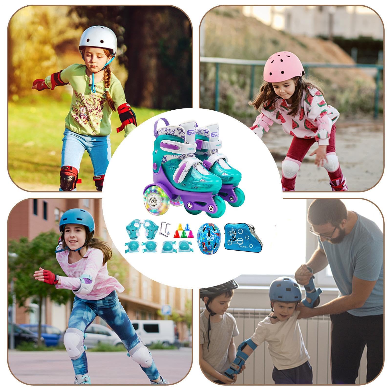 Patins à roulettes Enfants - Chaussures pour jeunes, équipement d'entraînement | Patins adaptés aux débutants, entraîneur à trois stabilités, adapté au patinage intérieur.