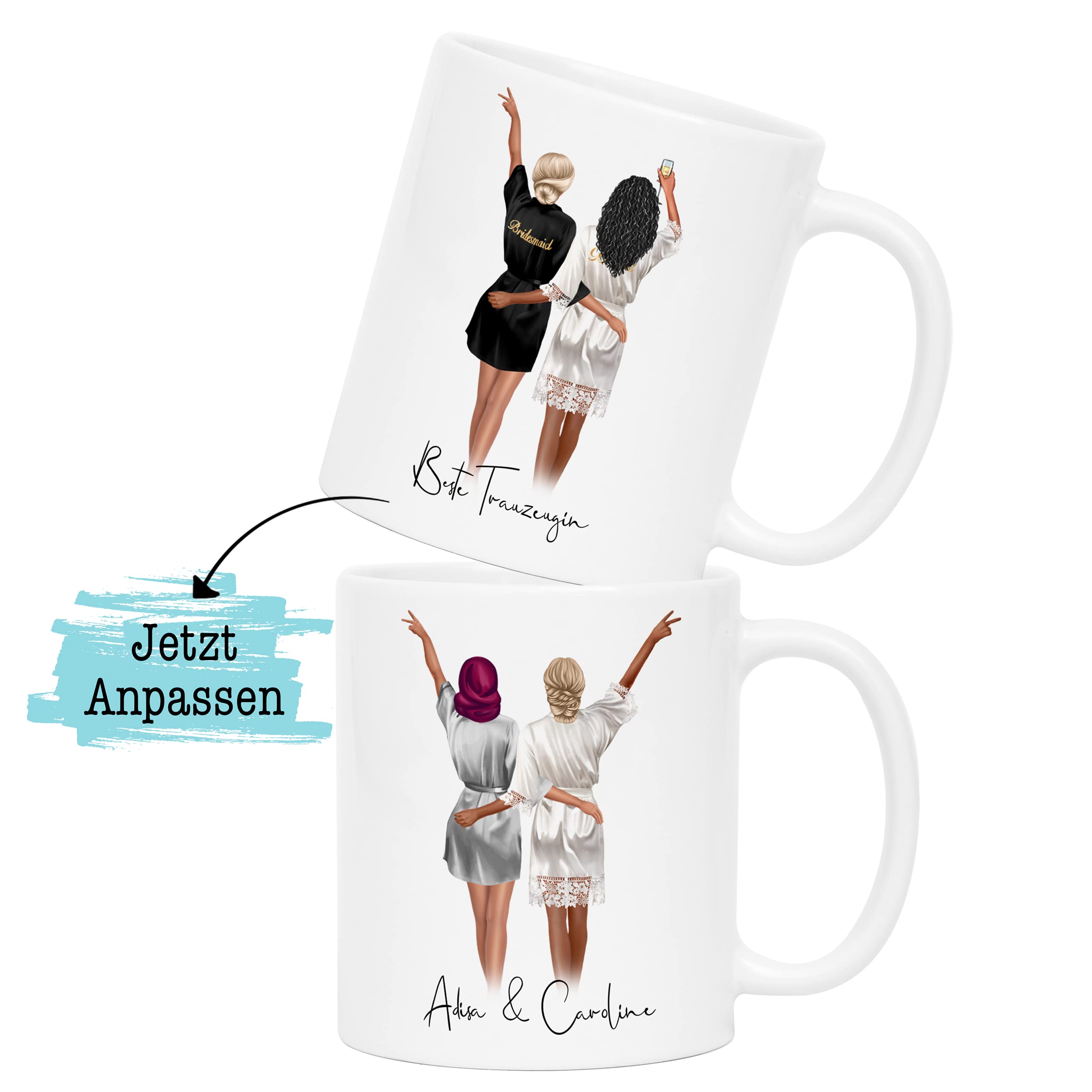 Personalisiert Trauzeugin Tasse - Mit Name & Design - Dankesgeschenk Für Brautjungfern