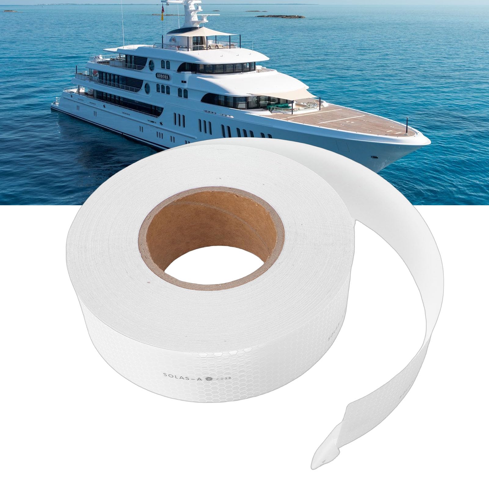 Tbest Bande Réfléchissante, Bande D'avertissement de sécurité Maritime Haute visibilité, Excellente visibilité Réfléchissante, Hexagonale Certifiée Beehive 50 Mm X 45,7 M pour