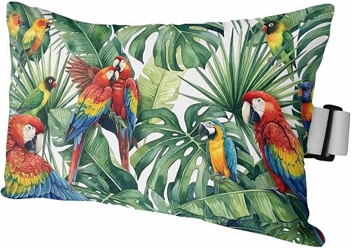 Outdoor Lumbar Pillow 11x16 Inch, Tropical Plants Waterproof Throw Pillow Covers with Insert, Summer Rustic Monstera Palm Leaves Birds Green Decorative Chair Cushions for Patio Garden Recliner