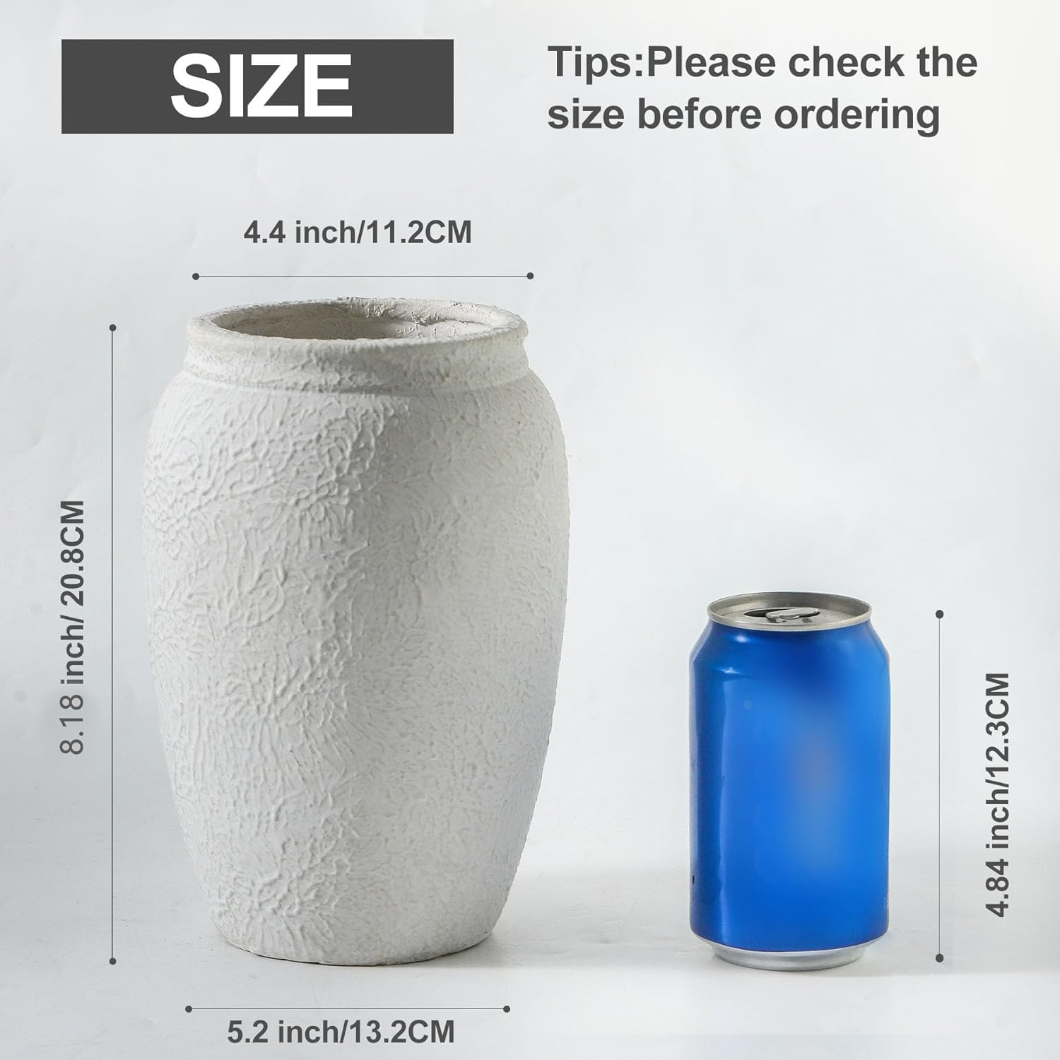 Ceramic Farmhouse Flower Vase, 8.2 Inch Terracotta Rustic Vase, Christmas Decorative Pottery Flower Vases for Living Room, Entryway, Table, Shelf Decor - Image 2