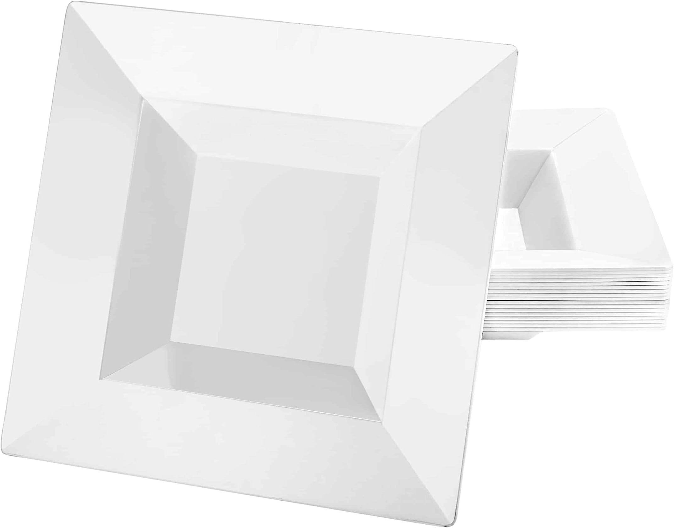 LillianTablesettings Plastic Bowl-12 oz | Pearl Squares Dinner | Pack of 10 Party Bowls, 12 oz