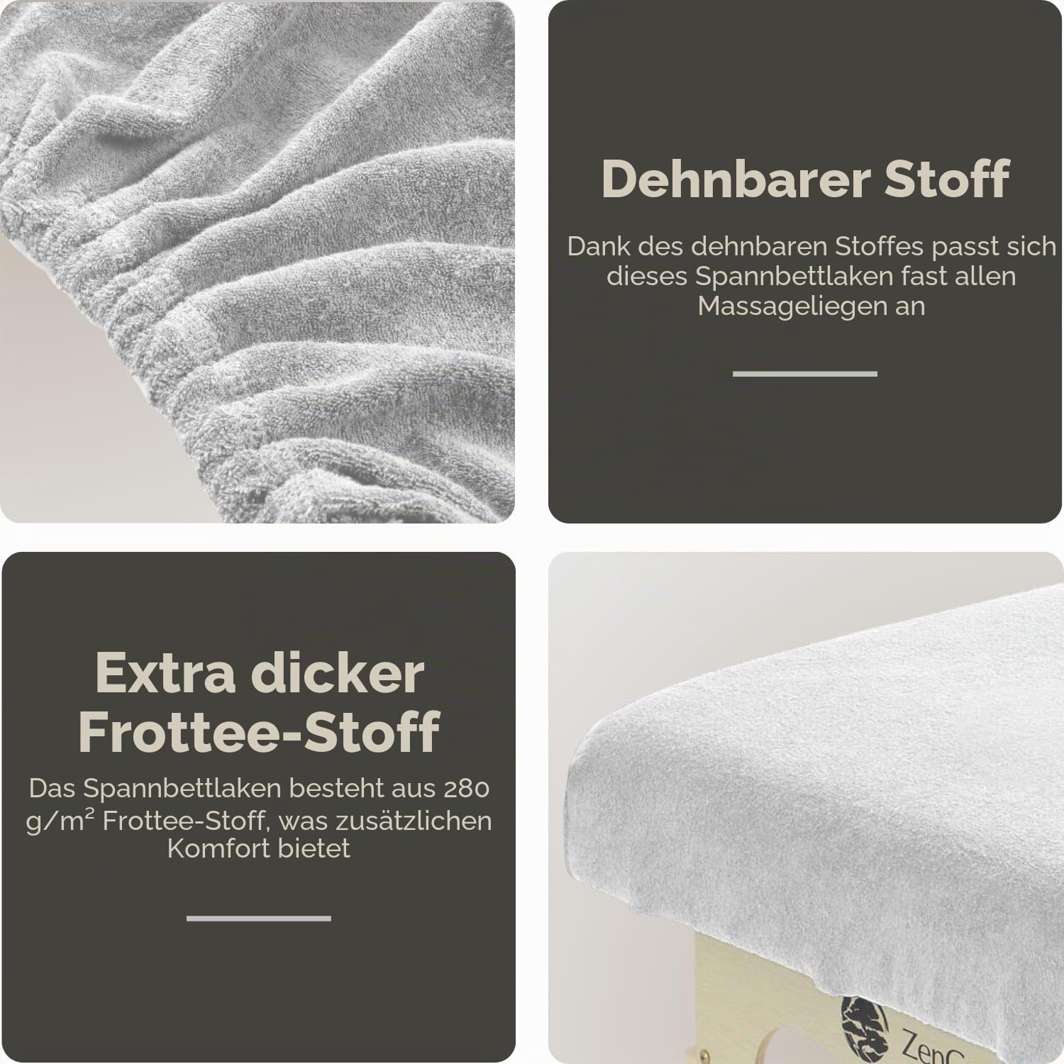 Spanbezug für Massageliege mit Gesichtsaussparung | Oeko TEX 100 | 63cm x 71cm x 185cm | Für alle Massage- oder Behandlungstische (Weiß)