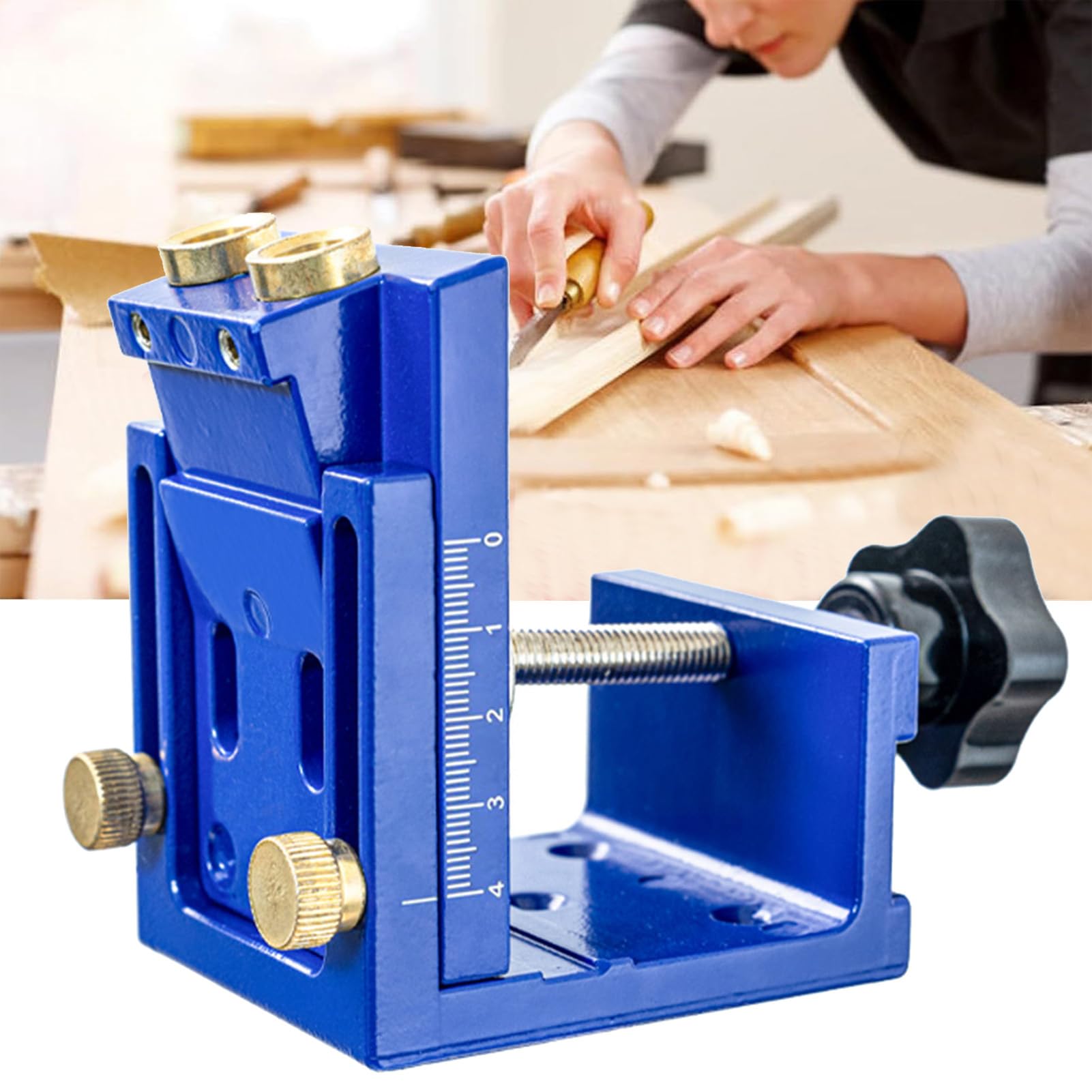 Kit de gabarit de trou de poche, Guide de perçage de trous de poche, Guide de gril à angle réglable (Blue)