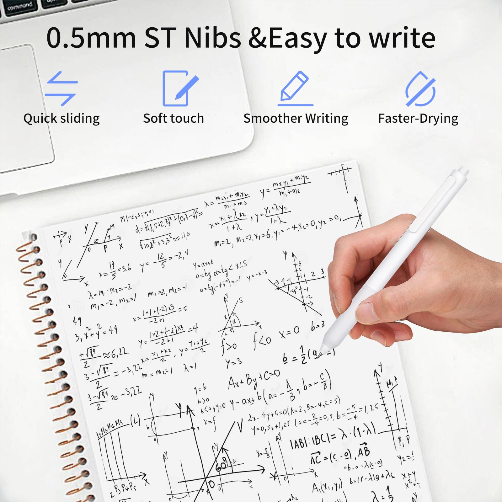 D dDraw 12 Pcs Ballpoint Pen Press Pen, 0.5mm Quick-Drying Gel Pens, Black Ink, Comfortable and Smooth - Image 4