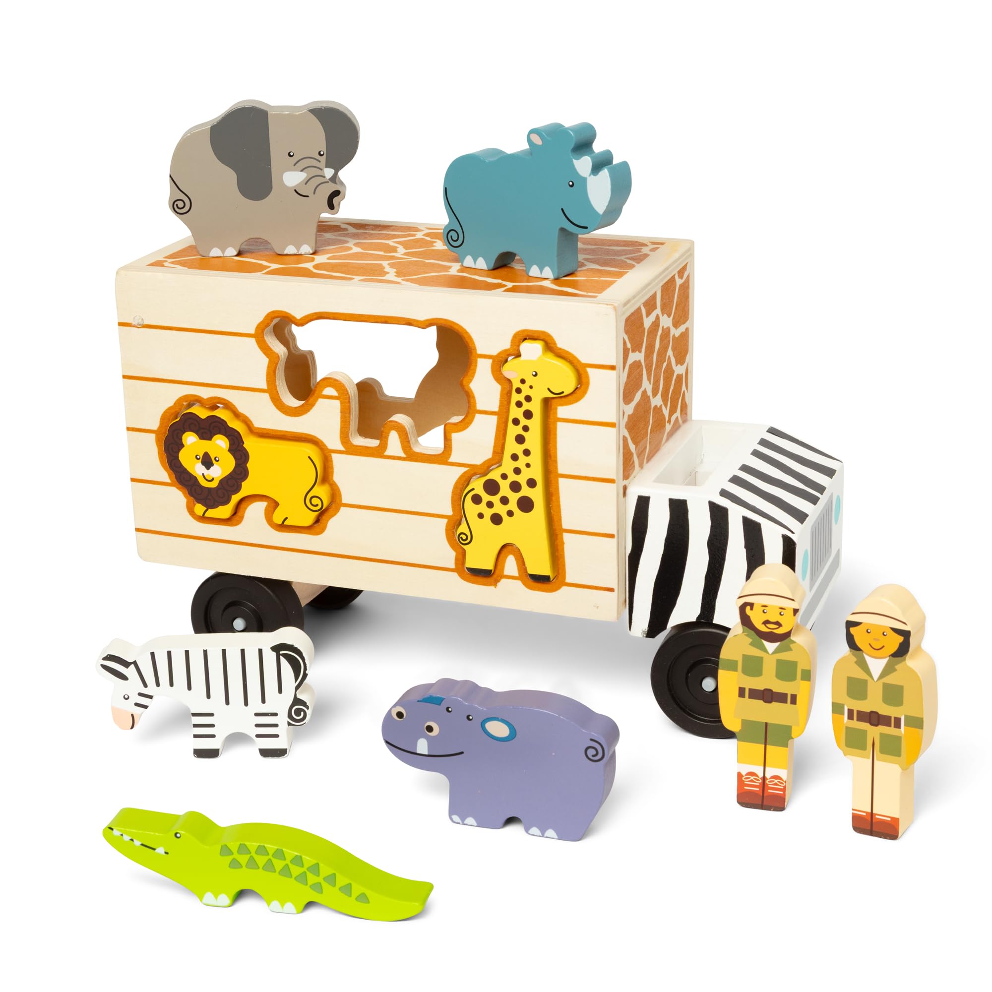 Melissa & Doug - Safari-Laster zum Formen sortieren, 10-teiliges Lernspielzeug aus Holz, für Kinder ab 2 Jahren