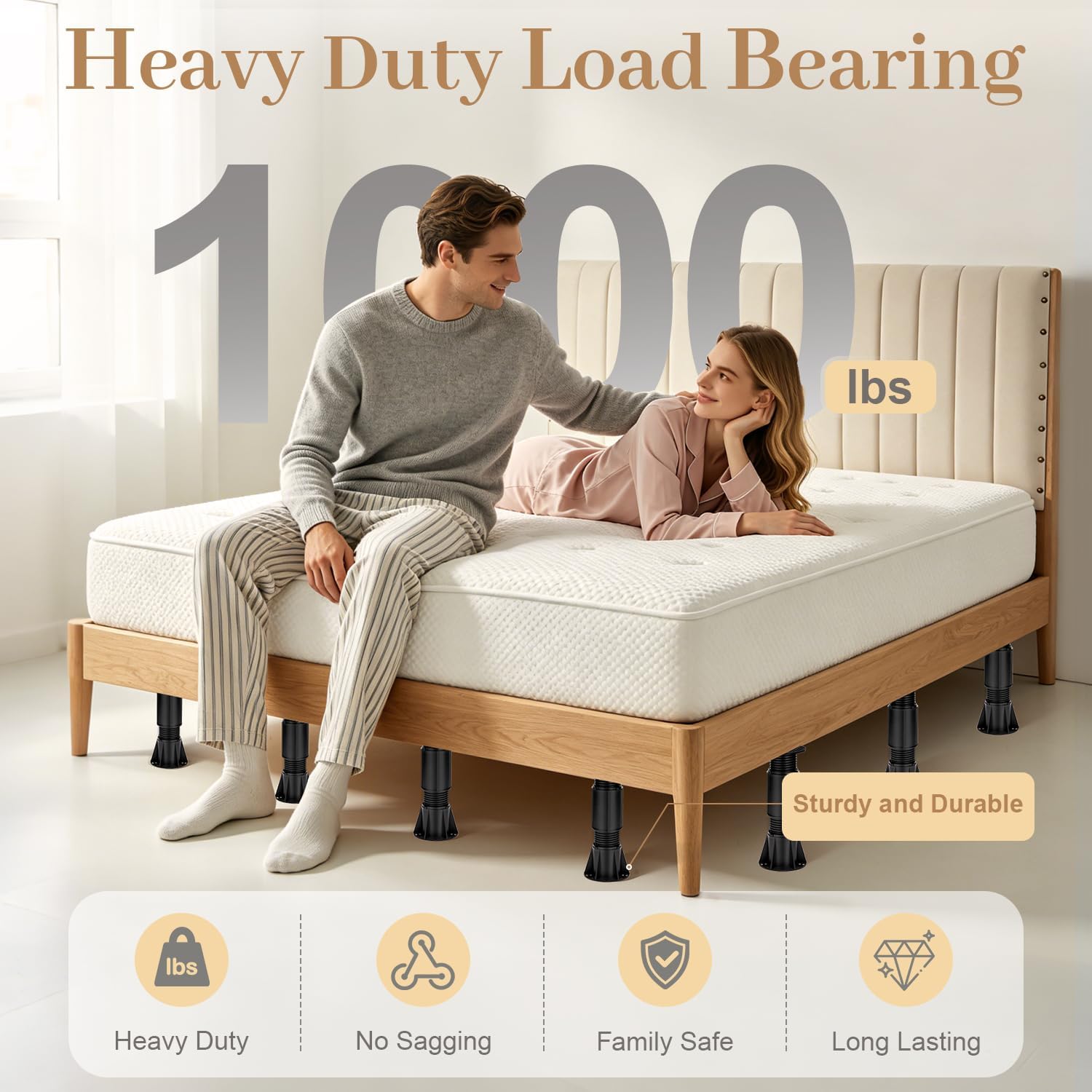2 Pcs 6-15.5'' Adjustable Bed Support Legs Heavy Duty Bed Legs Replacement | Adjustable bed support legs, heavy duty reinforcement replacement parts, sturdy bed supports stop sagging, easy to install