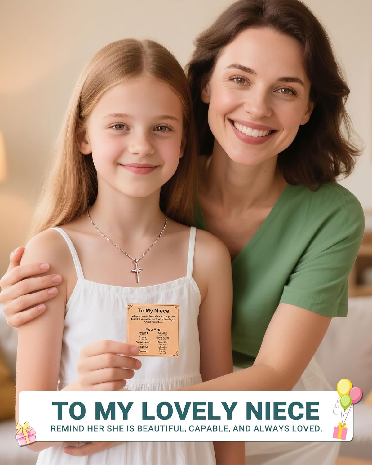 UPROMI To My Friend/Sister in Christ/Granddaughter/Daughter/Niece Infinity Cross Necklace - Christian Gifts for Women & Girls - Image 4