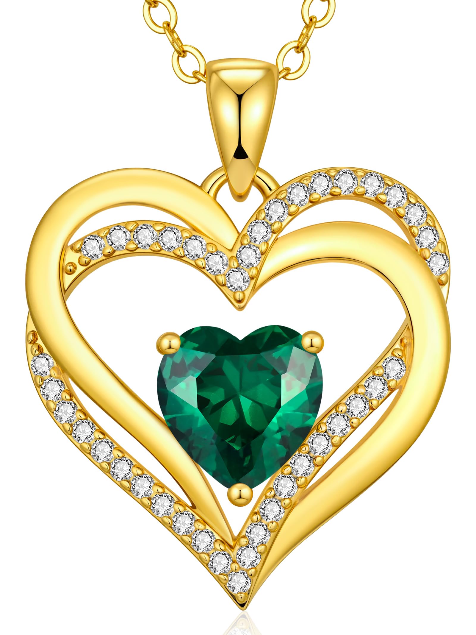 CDE Kette Damen Herzkette 925 Sterling Silber Geburtsstein Halsketten Schmuck Herz Anhänger Weihnachten Valentinstag Muttertags Geschenk Hochzeit Jubiläum Geburtstag Frau Freundin Mama