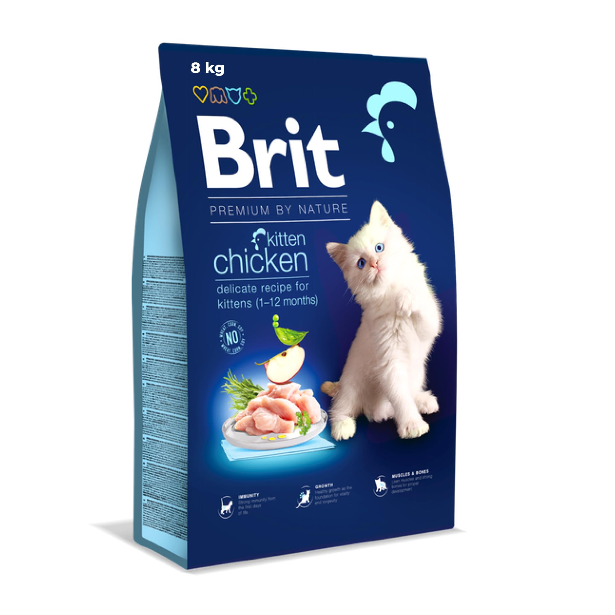 Brit Premium by Nature - Comida Seca para Gatitos y Gatos Lactantes y gestantes, Sabor a Pollo, 8 kg