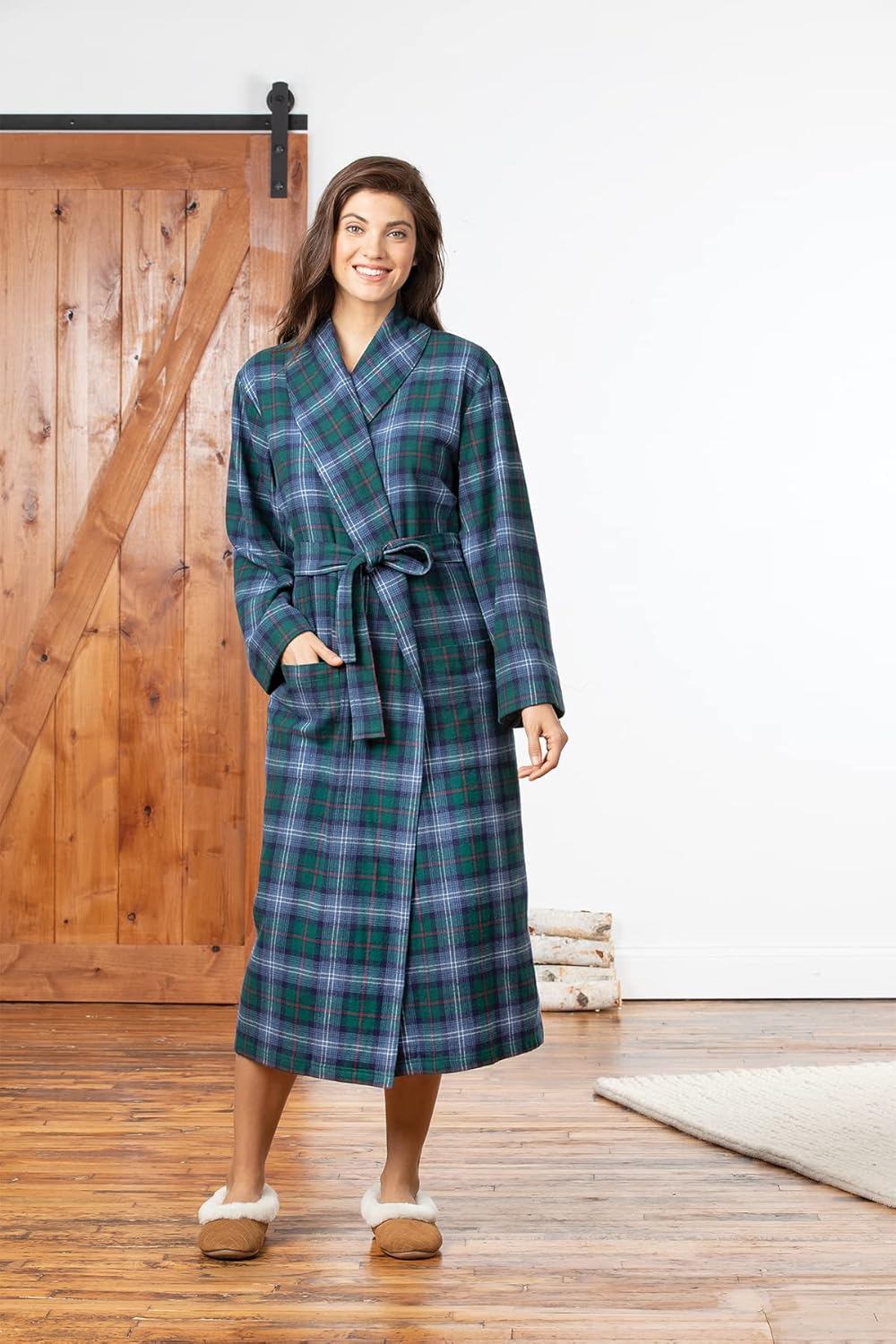PajamaGram Long Womens Bathrobes - Flannel Robe Women - Image 5