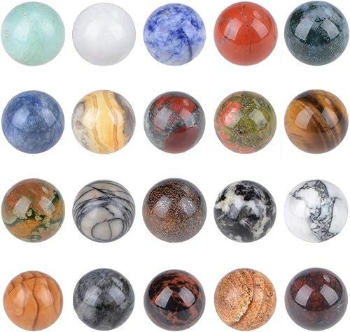 LPbeads Juego de 20 bolas de piedras preciosas naturales pulidas de 0.63 pulgadas (0.630 in)