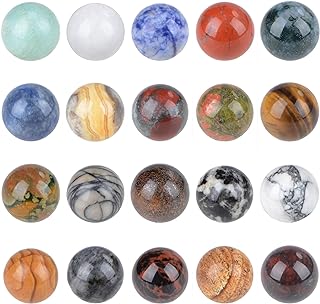 LPbeads 16mm 20pcs Natural Gemstone Polished Sphere Healing Crystal Rocks Ball Mineral Collection Decoration Kit