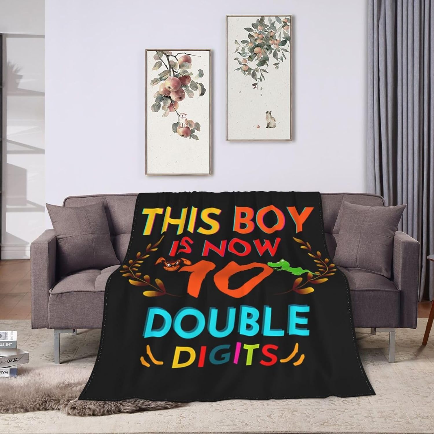This Boy is Now Double Digits Blanket Tapestry Sofa Bed Fuzzy Plush Luxury Flannel Super Cozy All Seasons Microfiber Warm Decorative Lightweight Bedroom 80""x60"", Painting