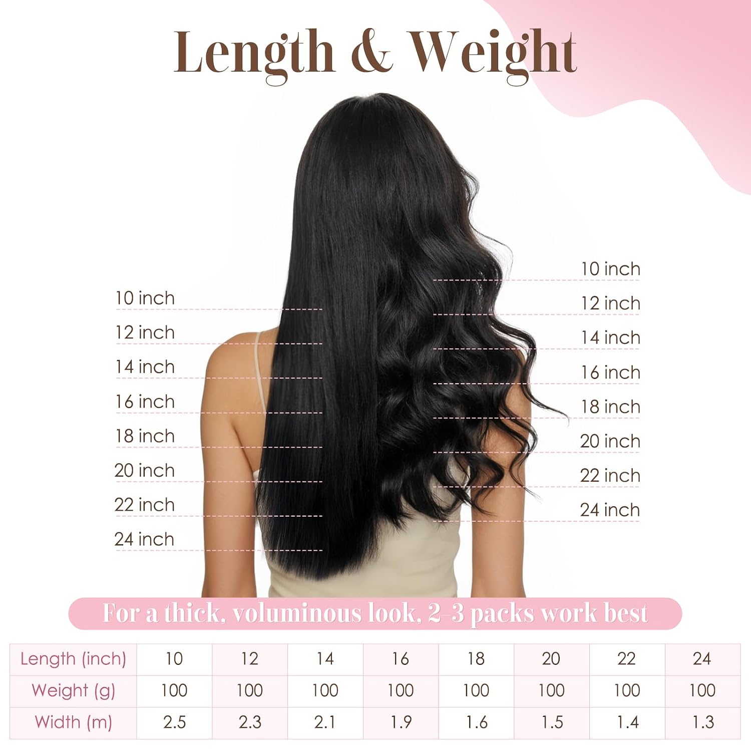TESS Sew in Hair Extensions Real Human Hair, Straight Weft Hair Extensions 100g Natural Black 20 inch Soft
