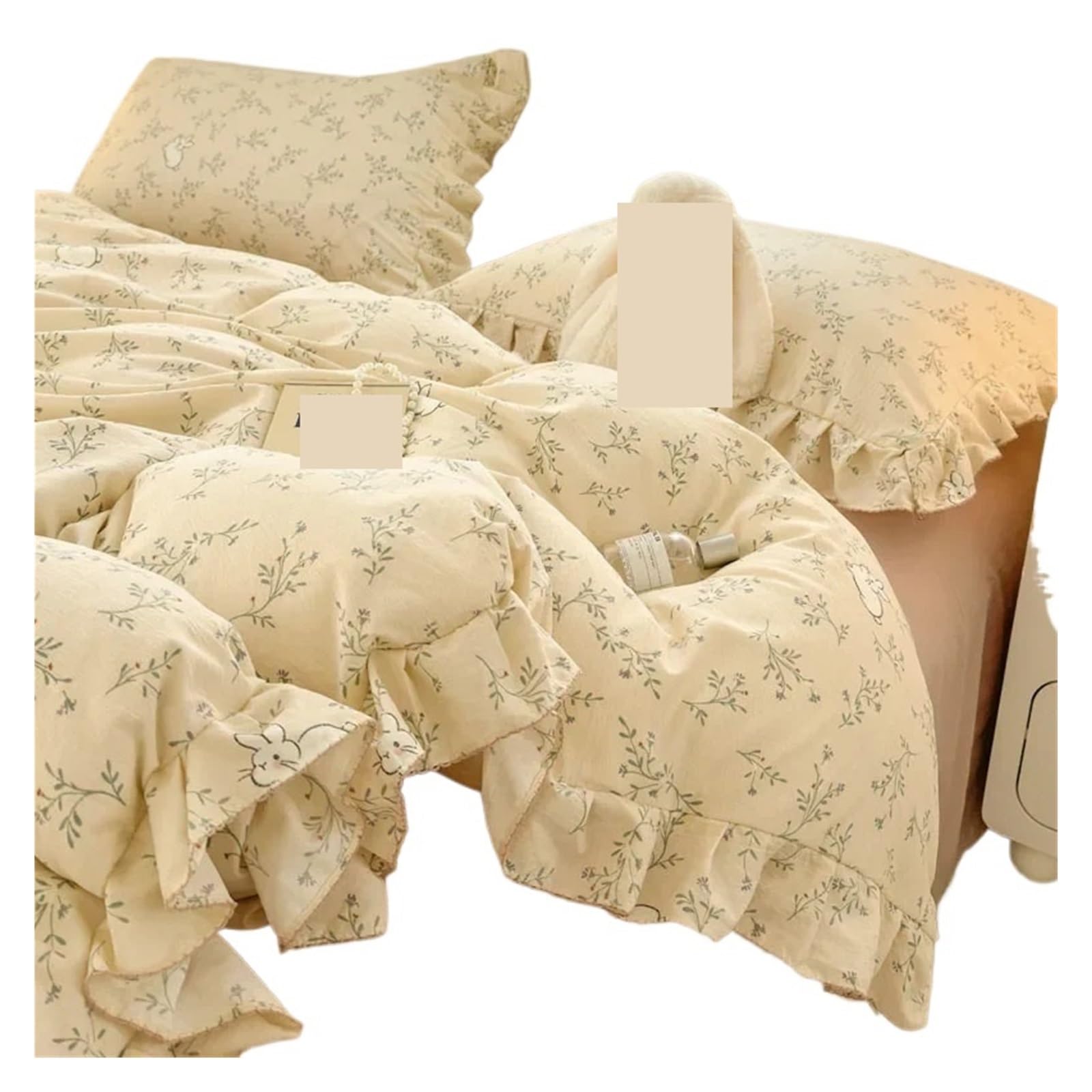 GCYEIDMA Ruffle Duvet Cover Bedding Sets Ruffle Lace Bow Quilt Cover Bedclothes Decor Woman Bedroom Duvet 4pcs(Color 6,180x220cm 4pcs)