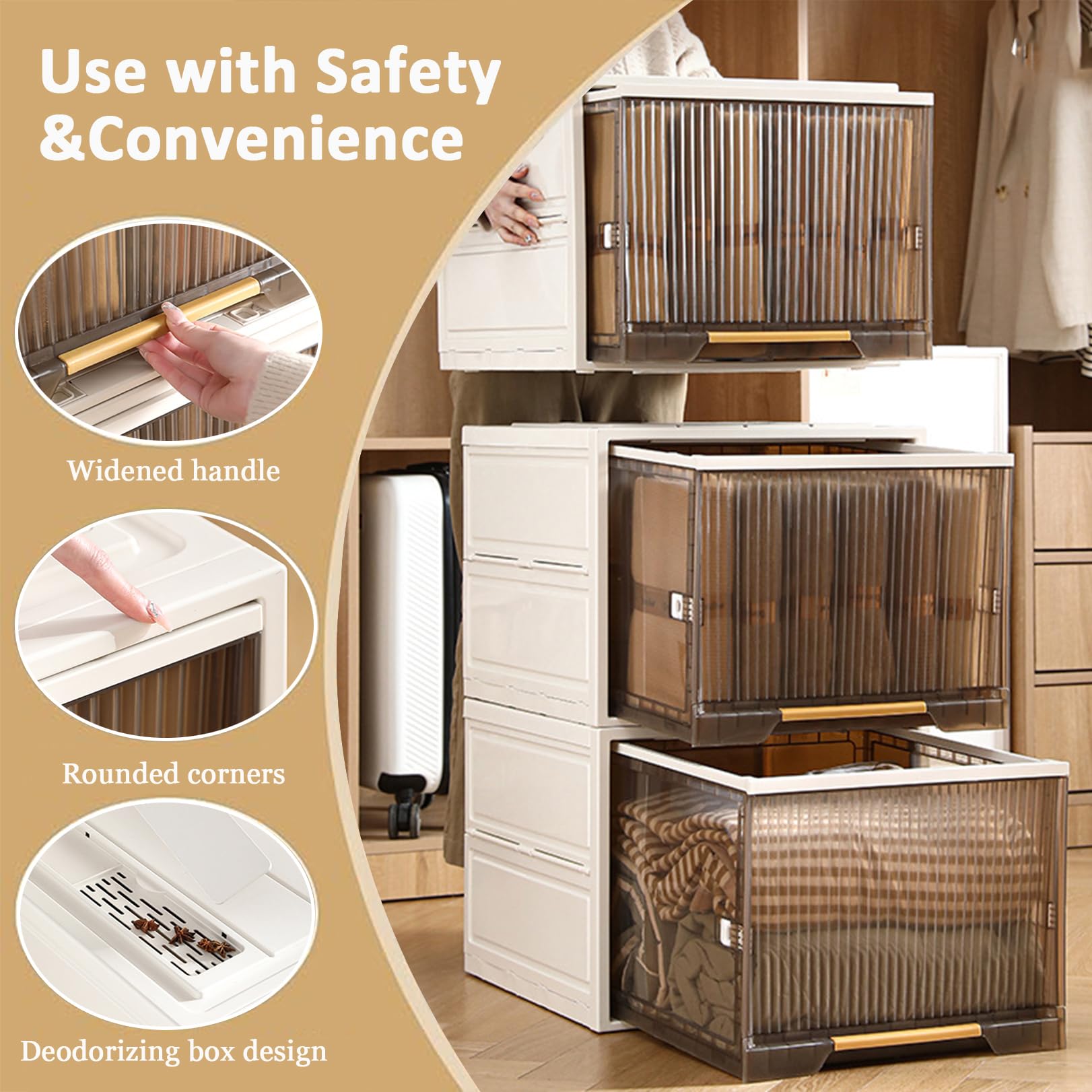 Boîte de Rangement Empilable, Organisateur Pliable, Armoire de Rangement, Boîtes à Vêtements, Organisateur De Tiroir En Plastique Pour Chambre à Coucher