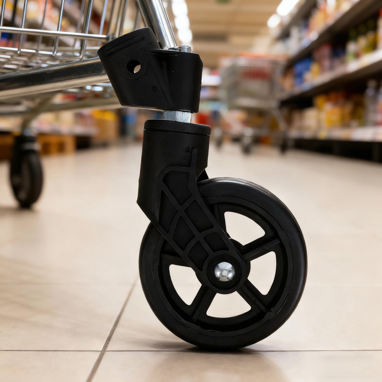 4 Ruote Girevoli Anteriori per Carrelli della Spesa 12,5x25 Mm, Ruote di Ricambio Silenziose e Resistenti per Carrelli Mobili, Facili da Montare, Adatte a Supermercati e Magazzini