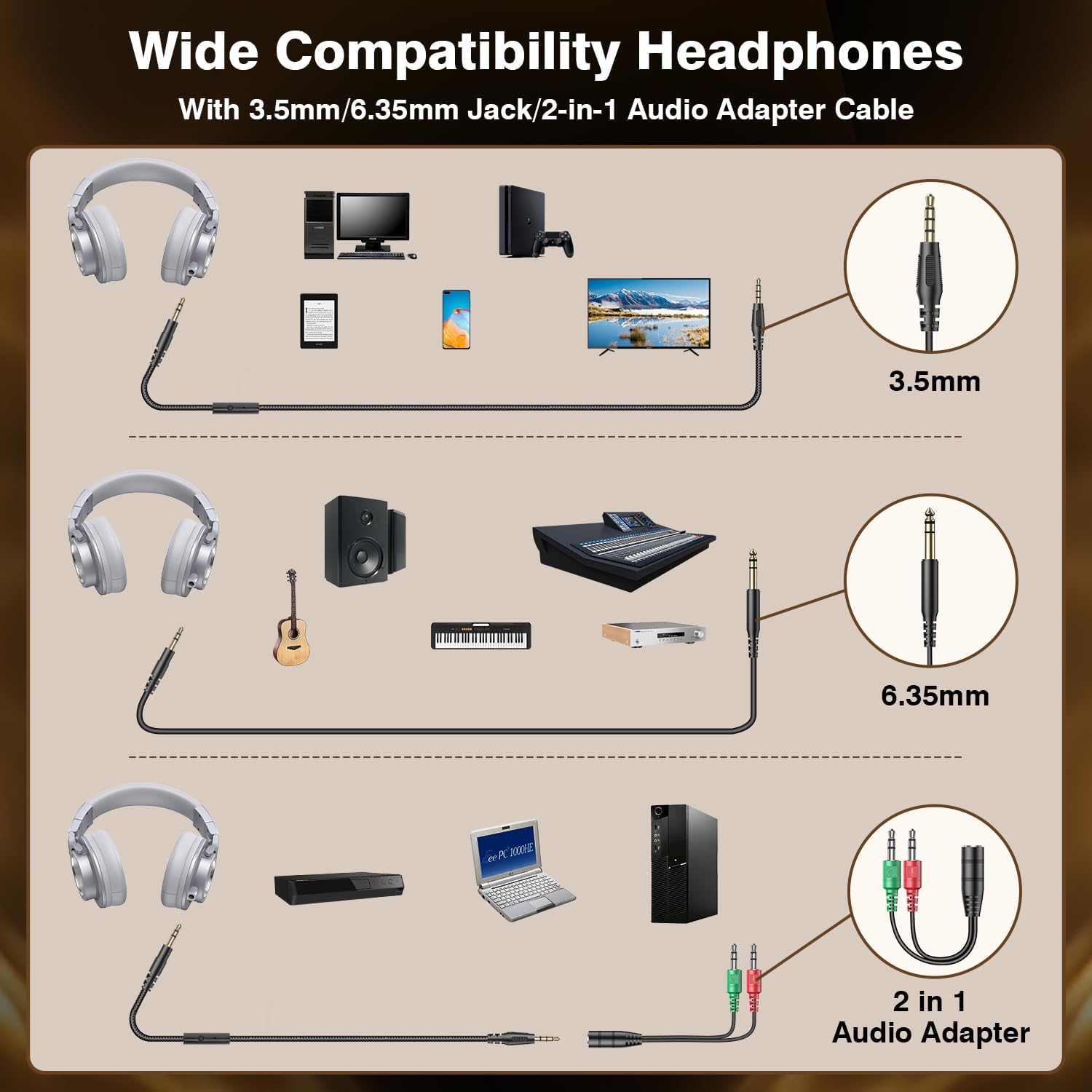 New Bee Studio Headphones, Wired Headphones with 50mm Drivers, Professional DJ Headphones for Recording Mixing Podcast Guitar Piano, 210g Ultra-Lightweight Design, 3.5/6.35mm Jack, Sliver
