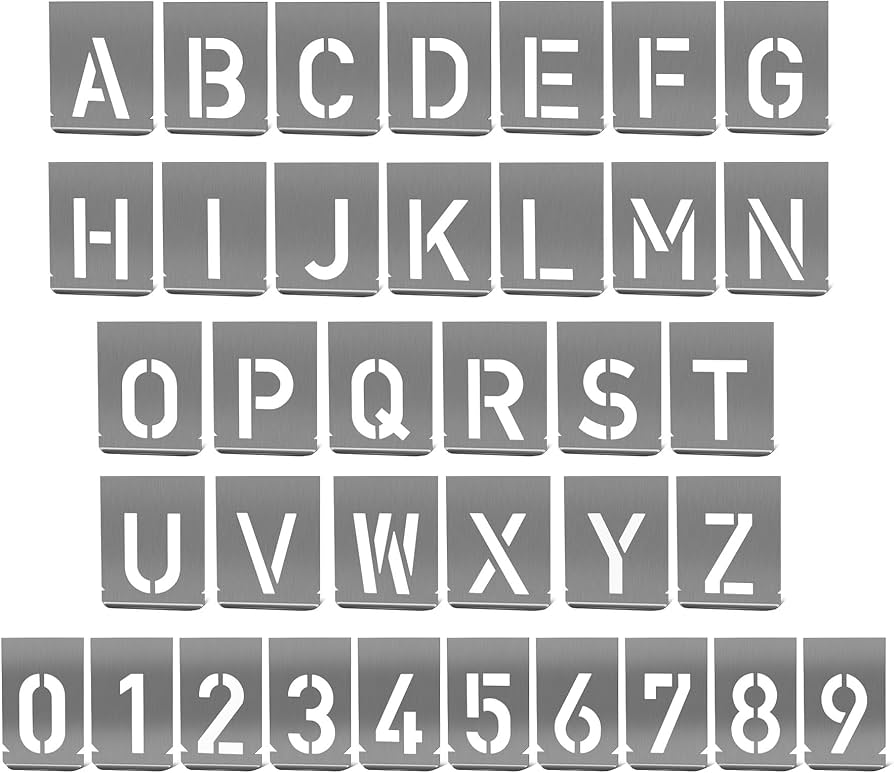 Amazon.com: HAUTMEC 2.4Inch(60mm) Letter Number Stencils Set, 36 Pcs Stainless Steel Templates for Spray Painting, Reusable for Signs, Craf Metal DIY,Journaling, Narrow HT0347 : Tools & Home Improvement amazon-com-hautmec-2-4inch-60mm-letter-number-stencils-set-36-pcs-stainless-steel-templates-for-spray-painting-reusable-for-signs-craf-metal-diy-journaling-narrow-ht0347-tools-home-improvement