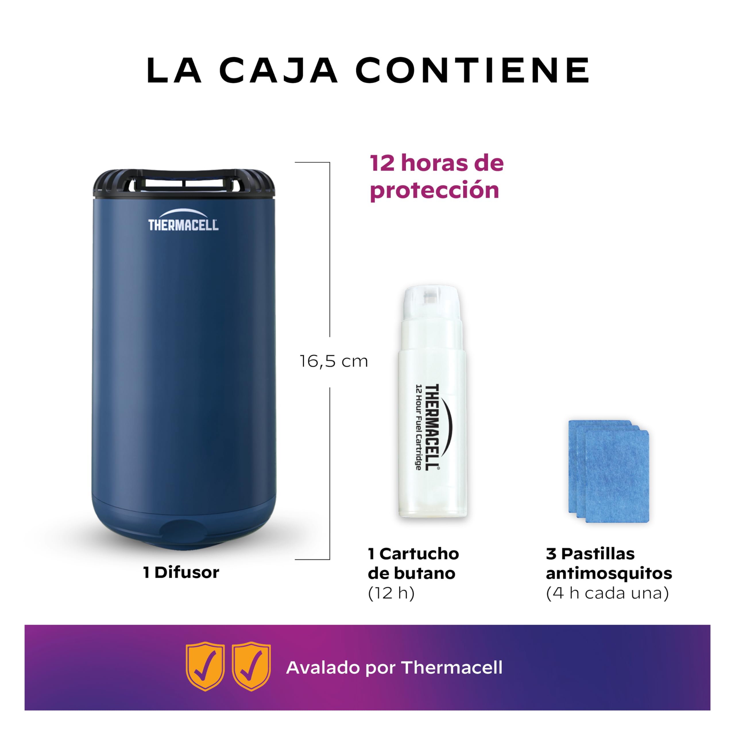 ThermaCELL Difusor Antimosquitos, para Exteriores, Jardín y Patio, Protección Eficaz 20 m², Inodoro, Incluye Recambio de 12 Horas + 3 Pastillas, Navy (Paquete de 2)