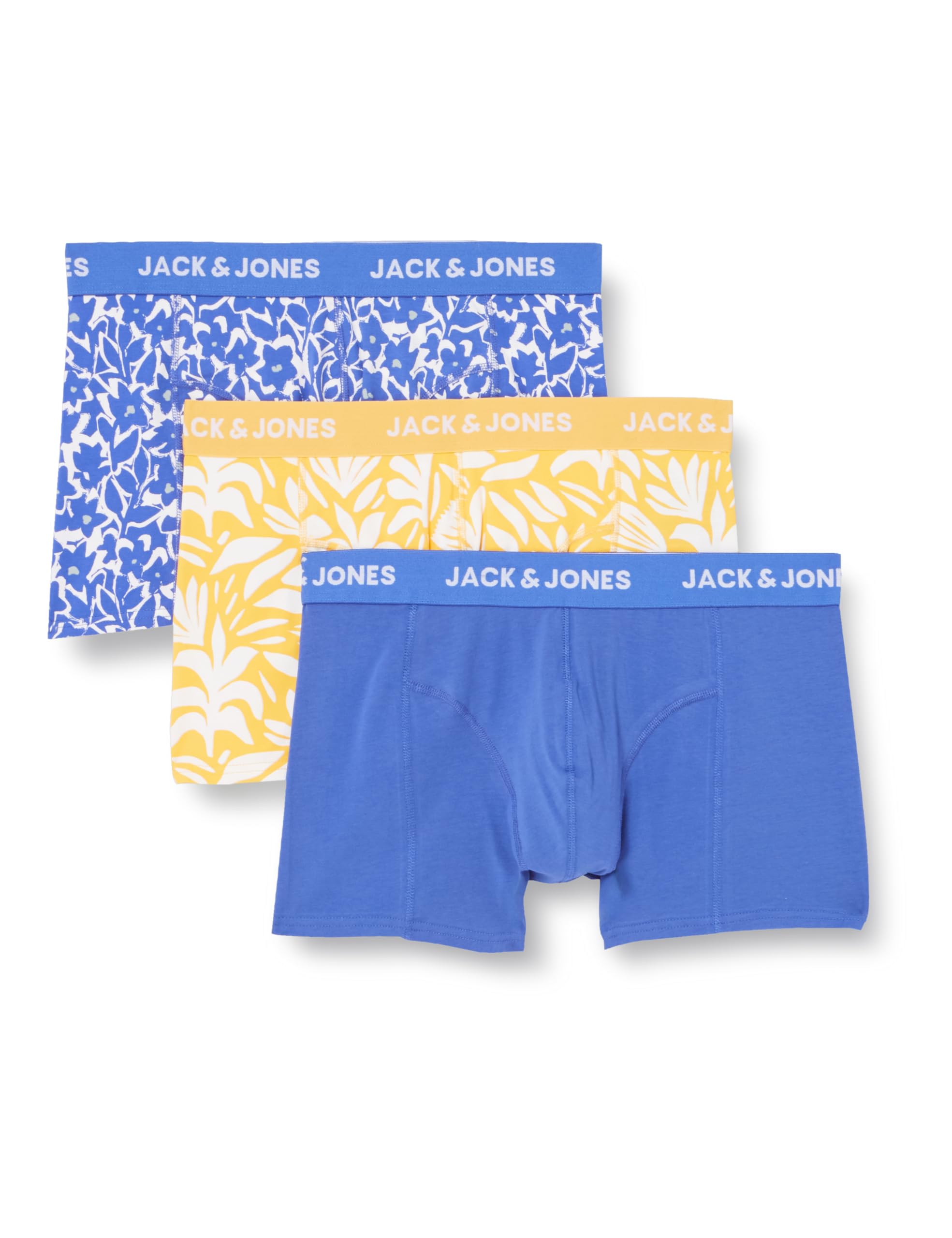 JACK & JONES JACMARBELLA Trunks Pack of 3, Dazzling Blue/Pack:daffodil - Dazzling Blue, S