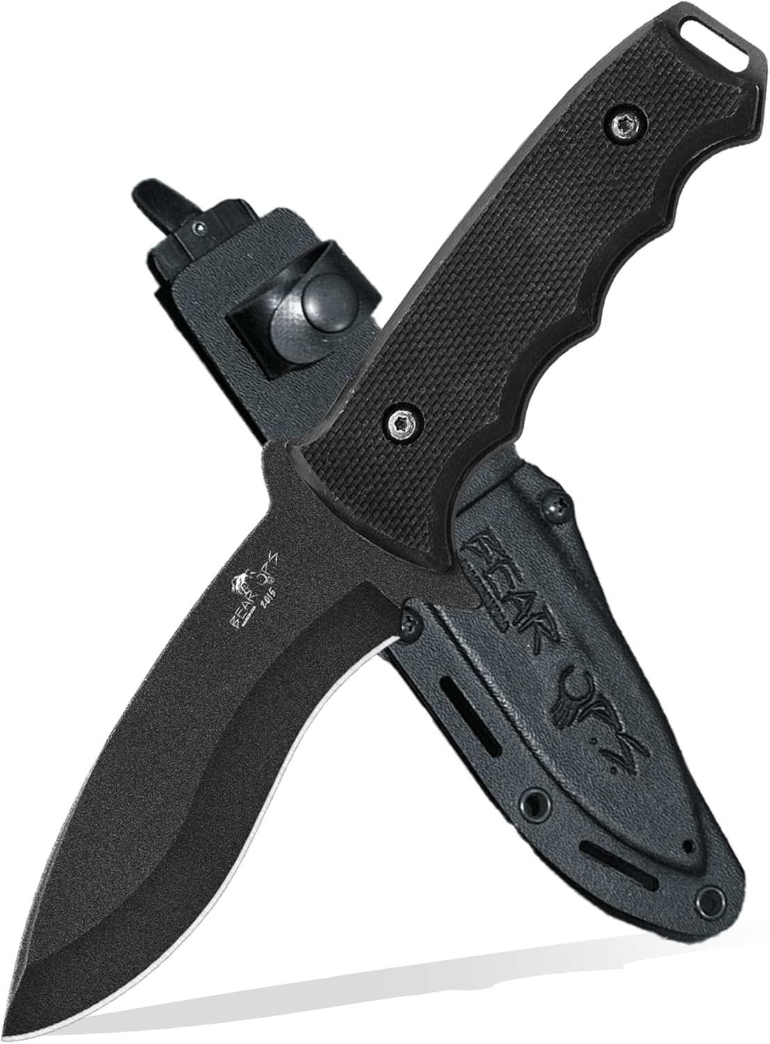 Bear OPS CC-200-B4-B Constant G10 Handle/Epoxy Coated with Kydex Sheath Knife, 9 3/8", Black